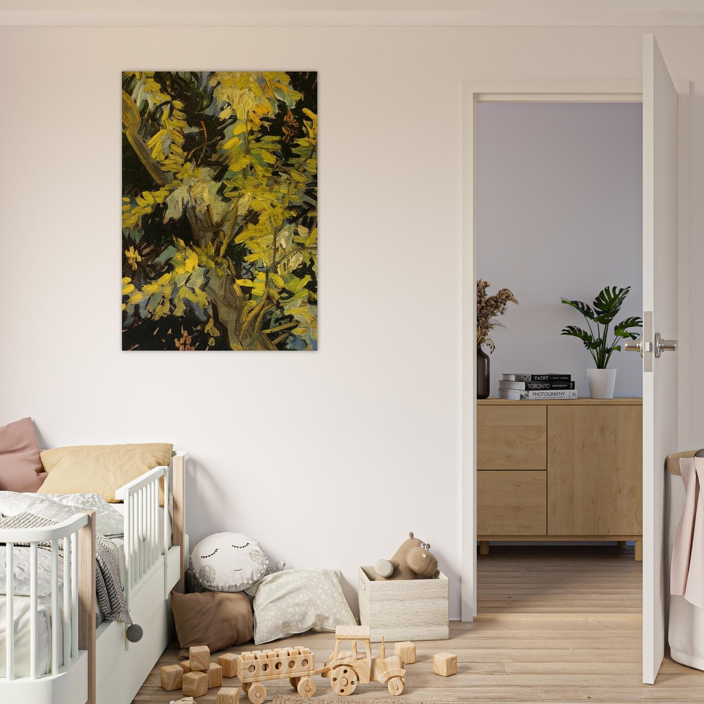 Blossoming Acacia Branches - Vincent van Gogh Brushed Aluminum Print - 70x100 cm / 28x40 inches | Vincent van Gogh Aluminum Print | Vincent van Gogh Prints