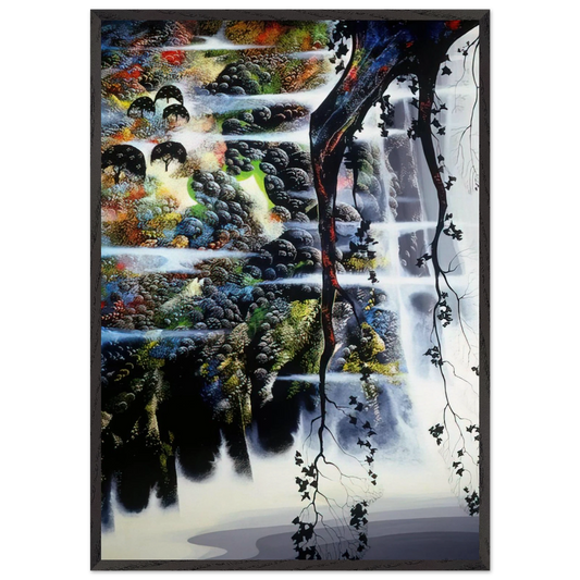 Seaside Wilderness - Eyvind Earle 70x100 cm / 28x40 inches Framed Art Print – Black Wooden Frame