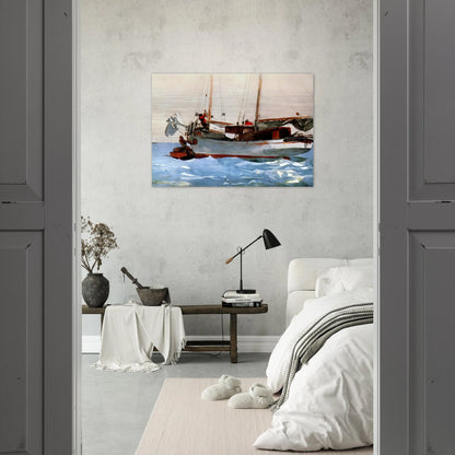 TAKING ON WET PROVISIONS - Winslow Homer Brushed Aluminum Print - 70x100 cm / 28x40 inches | Winslow Homer Aluminum Print | Winslow Homer Prints