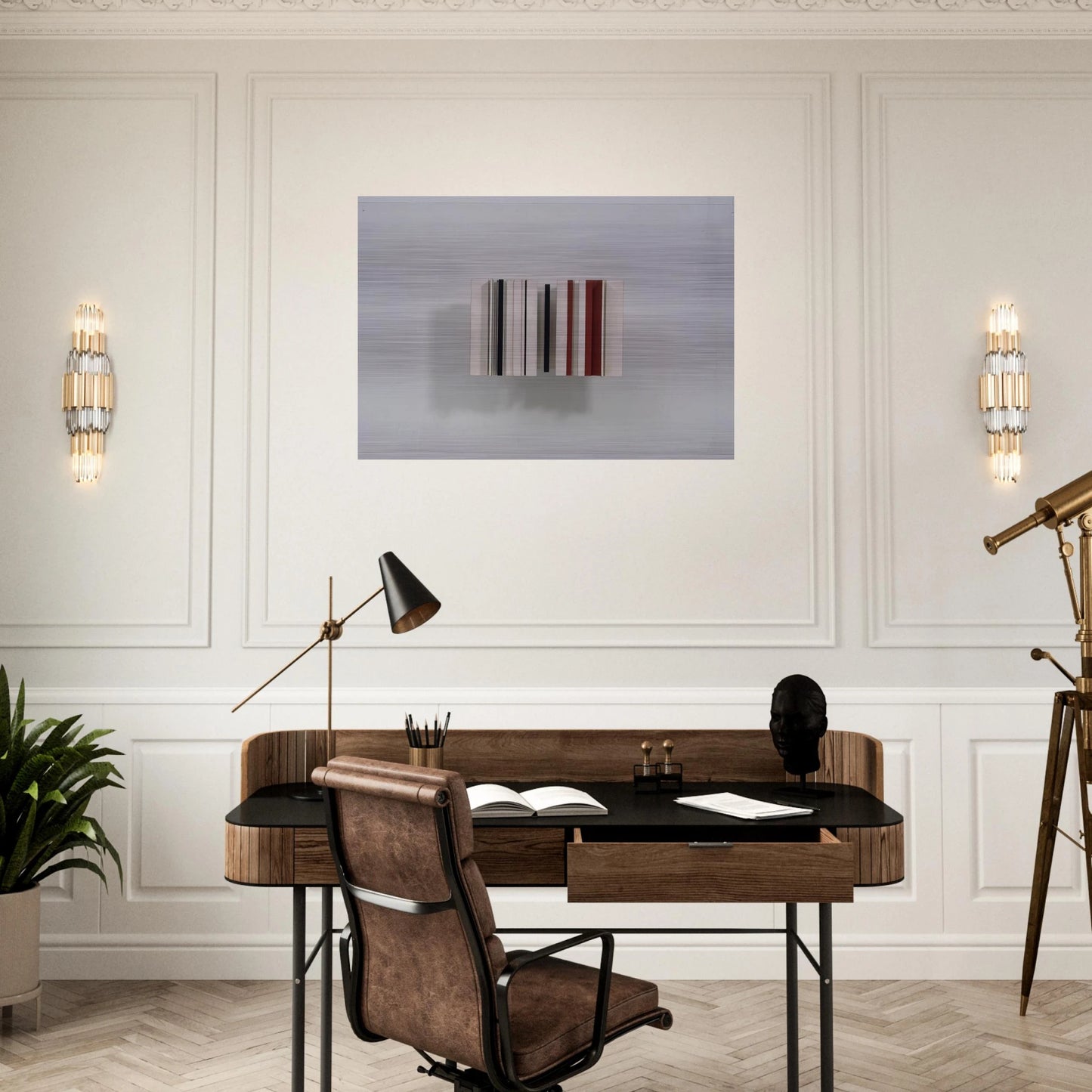 Relief Construction in White, Black and Maroon - 1963 - Victor Pasmore Brushed Aluminum Print - 70x100 cm / 28x40 inches | Victor Pasmore Aluminum Print | Victor Pasmore Prints