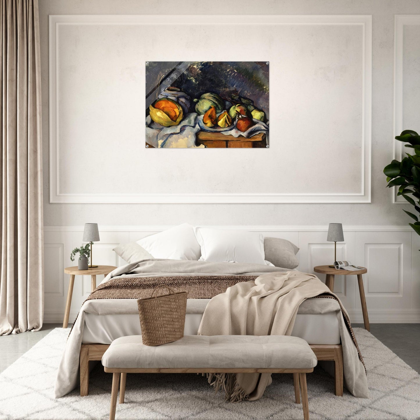 Still Life with Fruit and a Ginger Pot - Paul Cézanne Acrylic Print - 70x100 cm / 28x40″ inches
