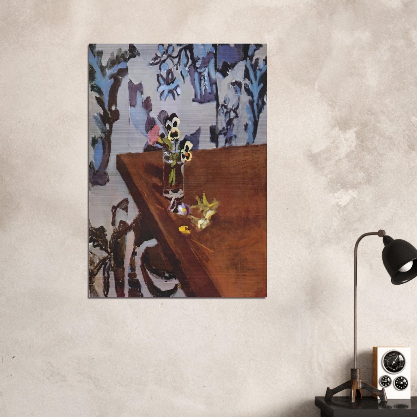 PANSIES ON A TABLE 1919 - Henri Matisse Brushed Aluminum Print - 70x100 cm / 28x40 inches | Henri Matisse Aluminum Print | Henri Matisse Prints