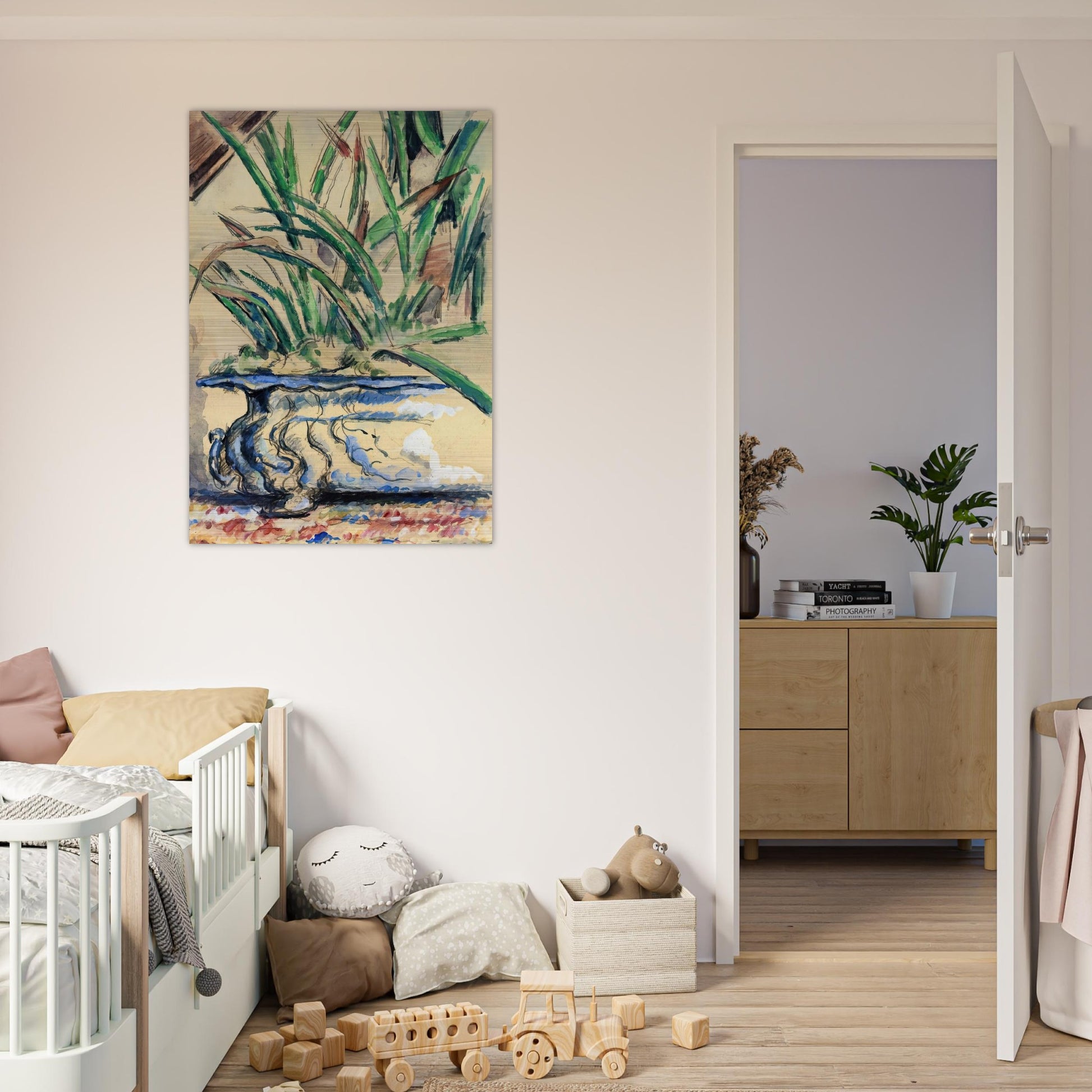 Blue Flowerpot - Paul Cézanne Brushed Aluminum Print - 70x100 cm / 28x40 inches | Paul Cézanne Aluminum Print | Paul Cézanne Prints