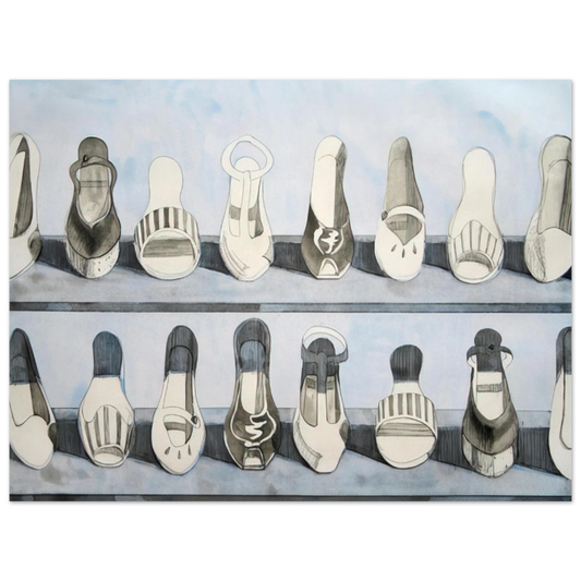 Wayne Thiebaud - Shoe Rows - 1975 Wall Art - 21x29.7 cm / 8x12" - Fine Art Poster - -