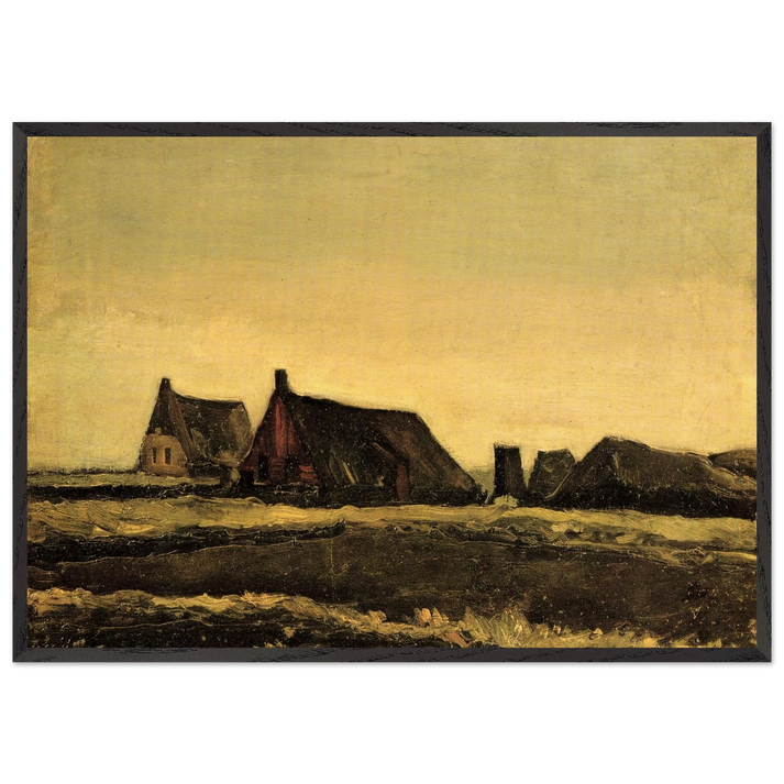 Cottages N2 - Vincent van Gogh 70x100 cm / 28x40 inches Framed Art Print – Black Wooden Frame