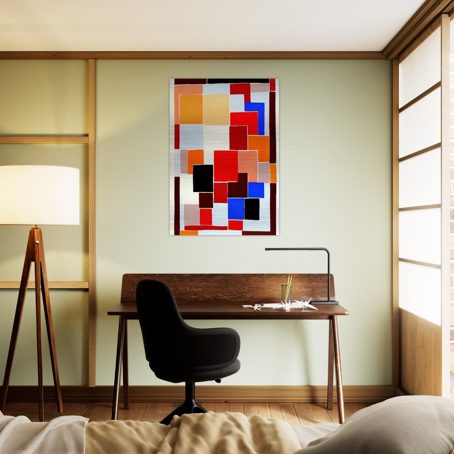 DESIGN IN THE STYLE OF MONDRIAN POSSIBLY FOR A RUG FROM COMPOSITIONS COLOURS IDEAS 1931 - Sonia Delaunay Brushed Aluminum Print - 70x100 cm / 28x40 inches | Sonia Delaunay Aluminum Print | Sonia Delaunay Prints