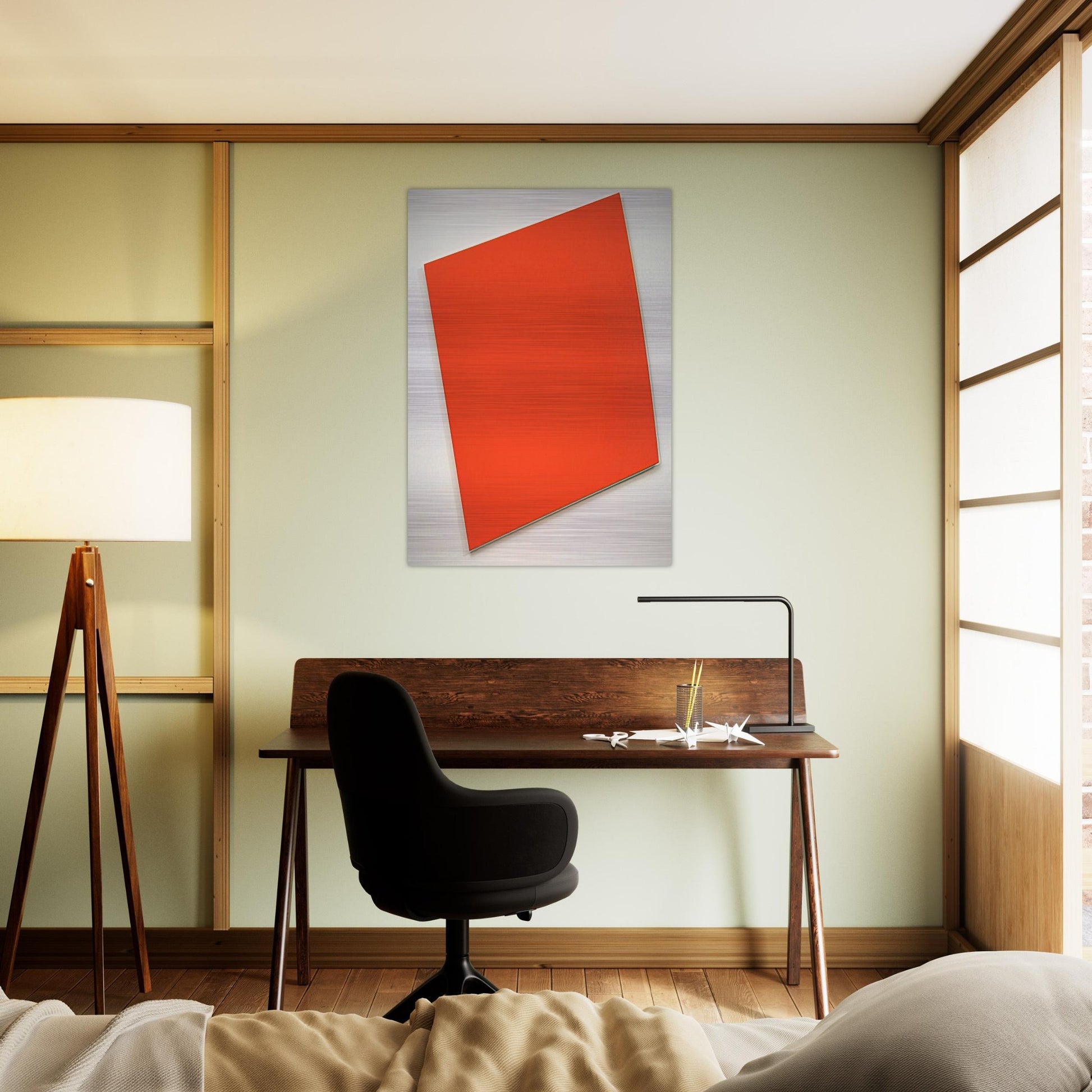 Red-Orange Panel with Curve - Ellsworth Kelly Brushed Aluminum Print - 70x100 cm / 28x40 inches | Ellsworth Kelly Aluminum Print | Ellsworth Kelly Prints