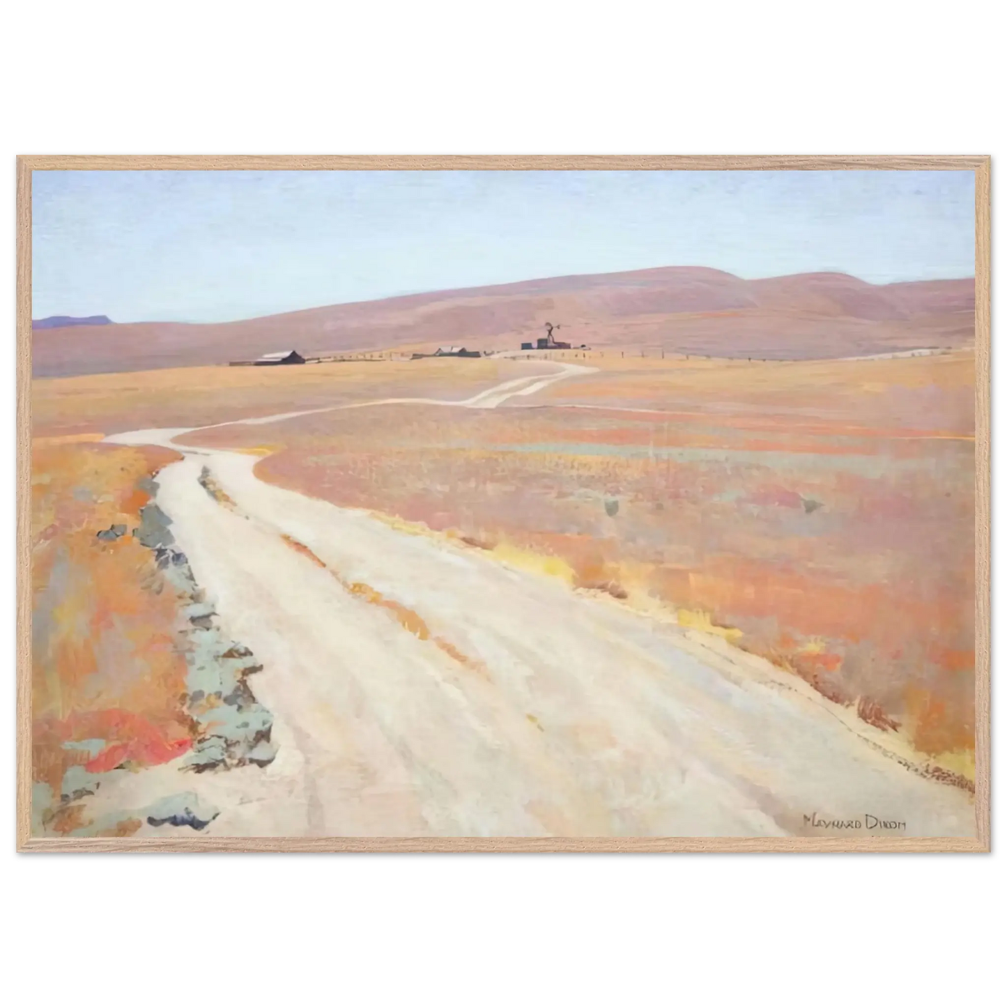 Maynard Dixon - ABANDONED RANCH 1935 Wall art - 20x25 cm / 8x10 Inches - Premium Wooden Framed Poster With Fine Art Paper - White frame