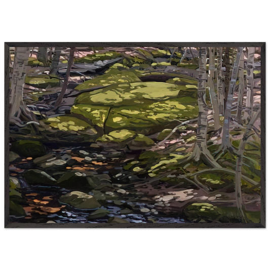 Light in Brook - Contemporary Realism - Neil Welliver 70x100 cm / 28x40 inches Framed Art Print – Black Wooden Frame