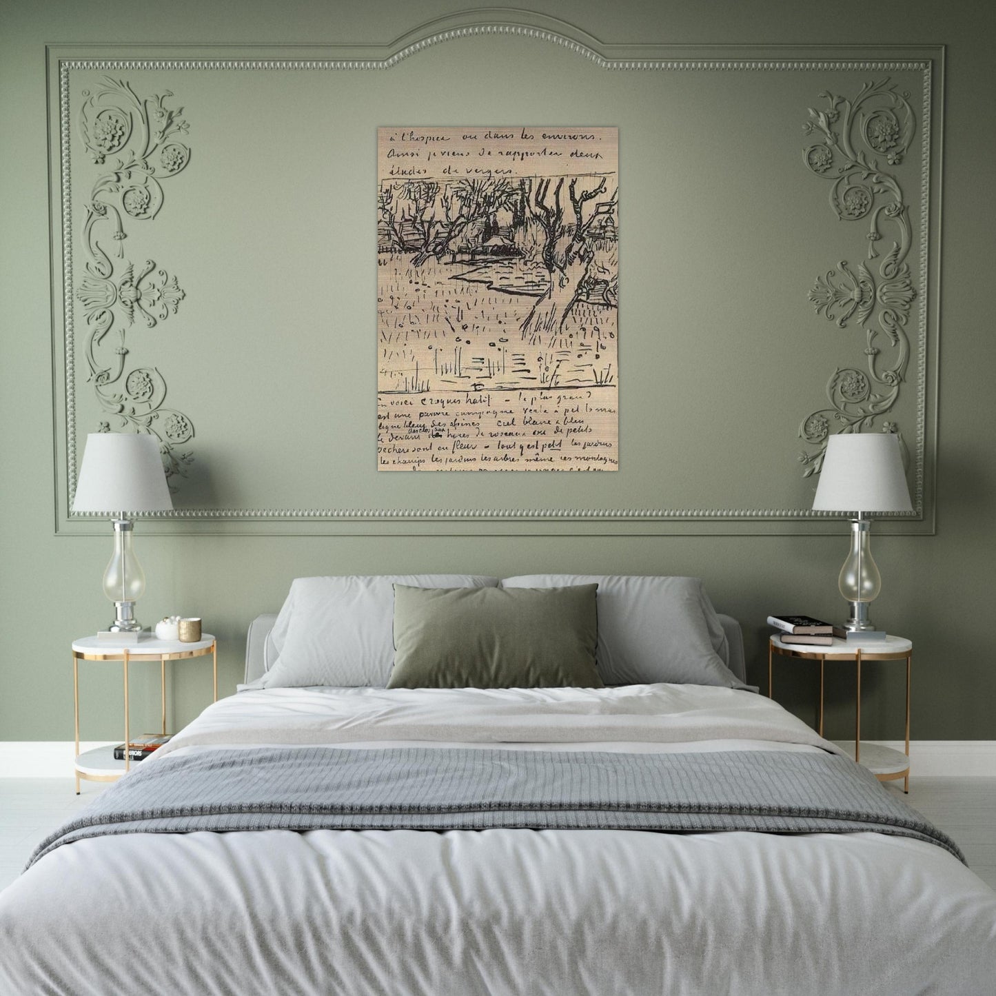 Orchard in Bloom with View of Arles - Vincent van Gogh Brushed Aluminum Print - 70x100 cm / 28x40 inches | Vincent van Gogh Aluminum Print | Vincent van Gogh Prints
