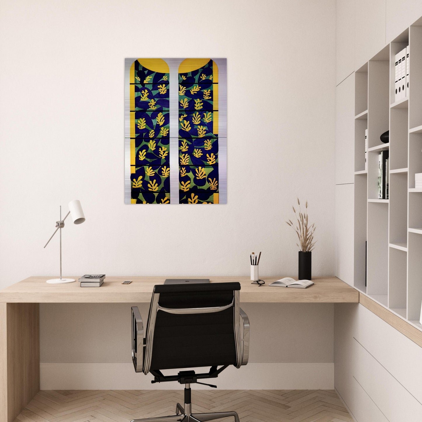 TREE OF LIFE STAINED GLASS BEHIND THE ALTAR IN THE CHAPEL OF THE ROSARY AT VENCE 1951 - Henri Matisse Brushed Aluminum Print - 70x100 cm / 28x40 inches | Henri Matisse Aluminum Print | Henri Matisse Prints
