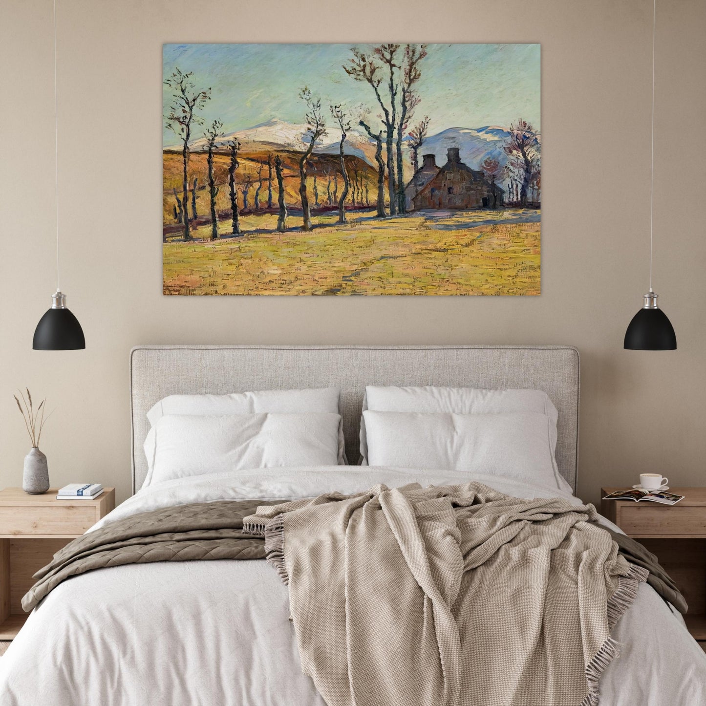 Cottages in a landscape - Armand Guillaumin Art Prints - 100x150 cm / 40x60″ inches | Armand Guillaumin Poster | Armand Guillaumin Prints