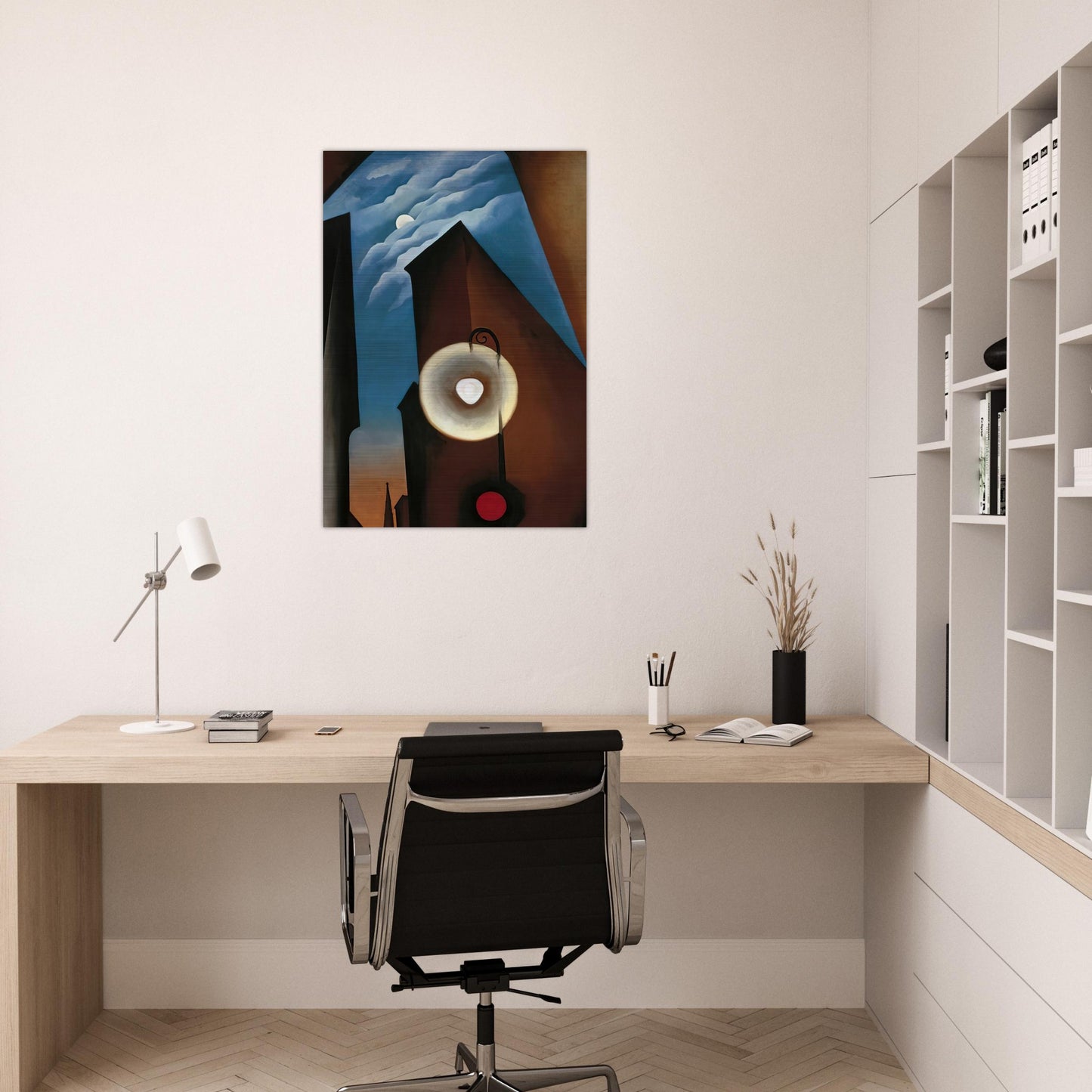 New York with Moon - Georgia O'Keeffe Brushed Aluminum Print - 70x100 cm / 28x40 inches | Georgia O'Keeffe Aluminum Print | Georgia O'Keeffe Prints