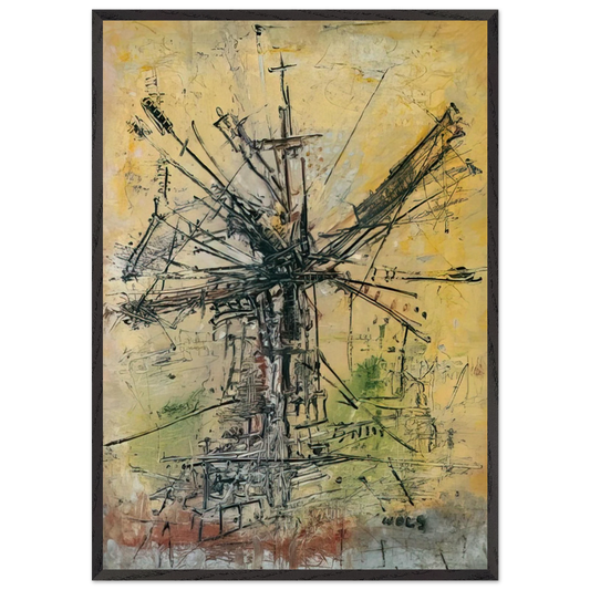 The Windmill - 1951 - Wols 70x100 cm / 28x40 inches Framed Art Print – Black Wooden Frame
