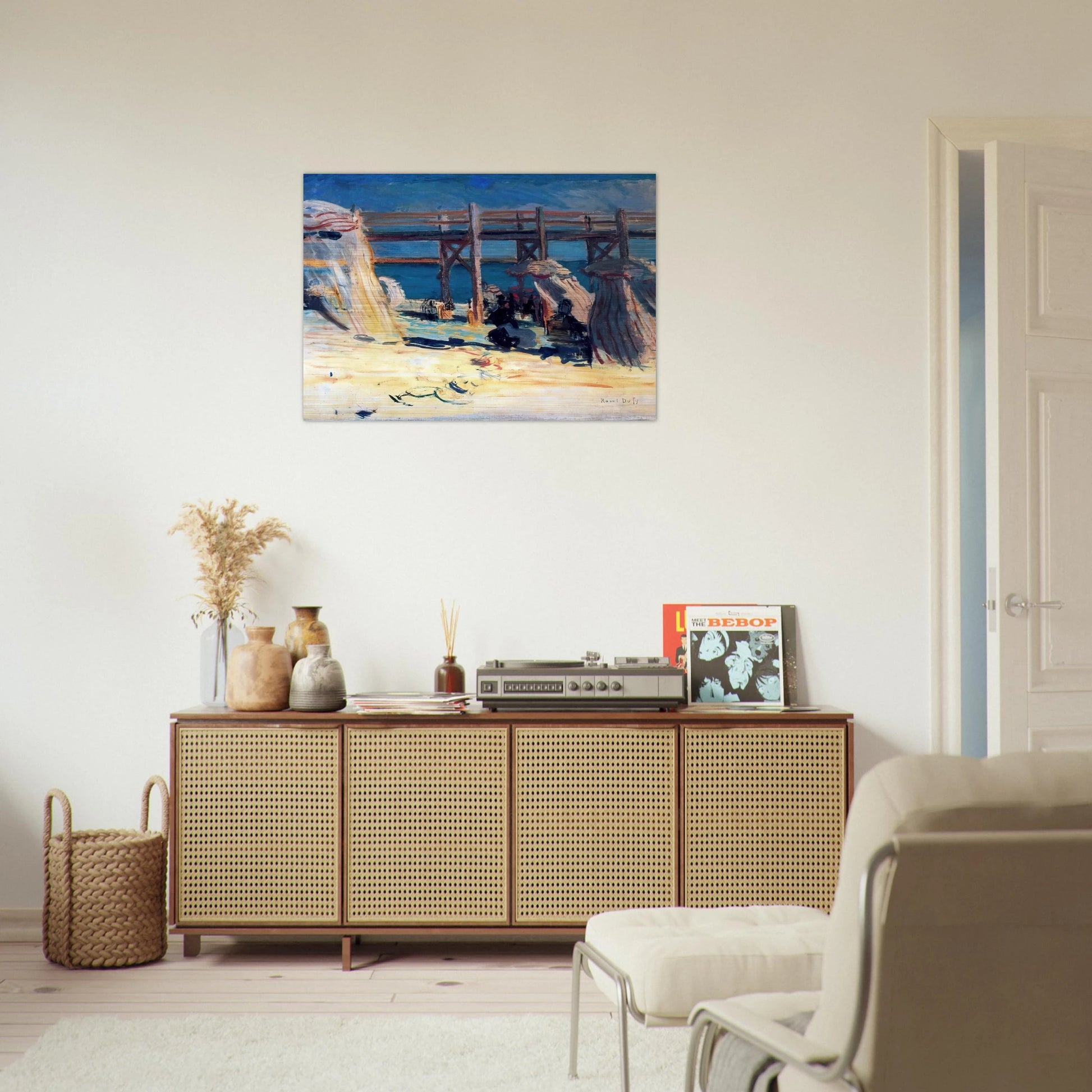 SANDY BEACH OF SAINTE ADRESSE - Raoul Dufy Brushed Aluminum Print - 70x100 cm / 28x40 inches | Raoul Dufy Aluminum Print | Raoul Dufy Prints