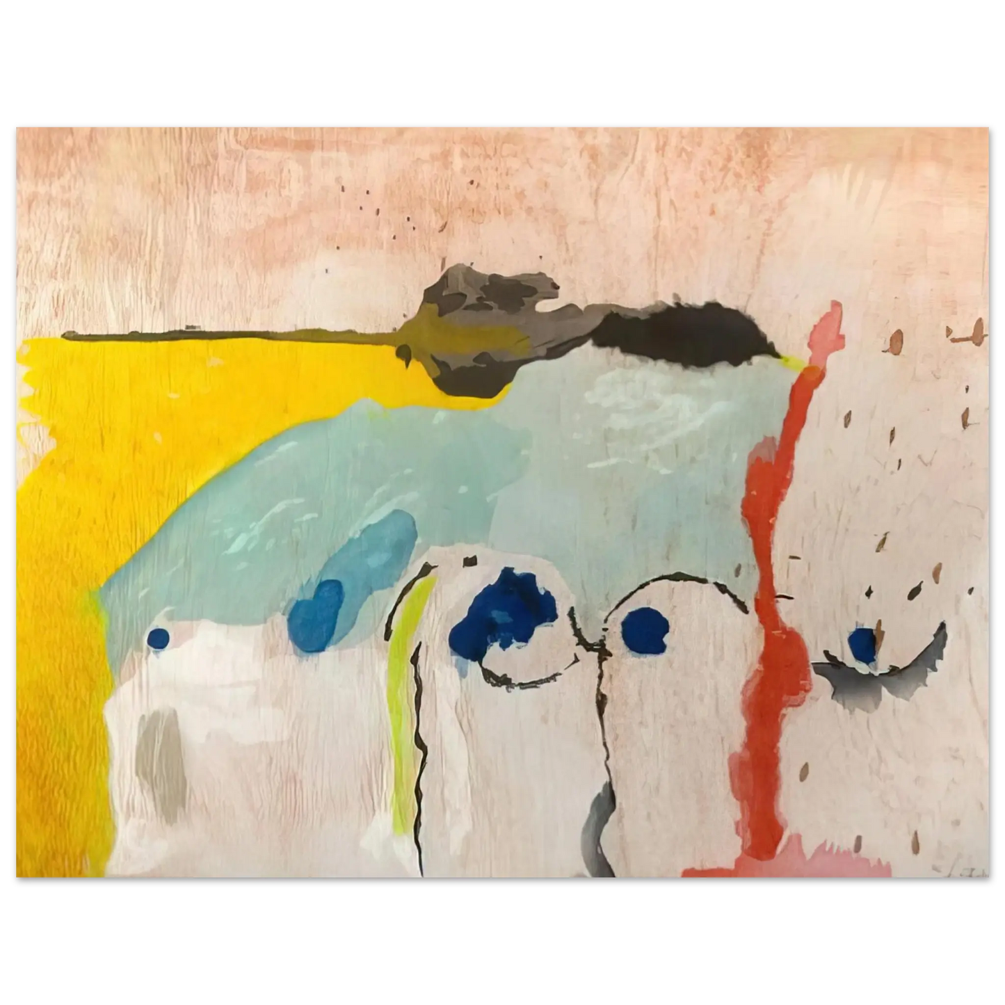 Helen Frankenthaler - Tales of Genji I - 1998 Wall art - 27x35 cm / 11x14 Inches - Premium Wooden Framed Poster With Fine Art Paper - Wood frame