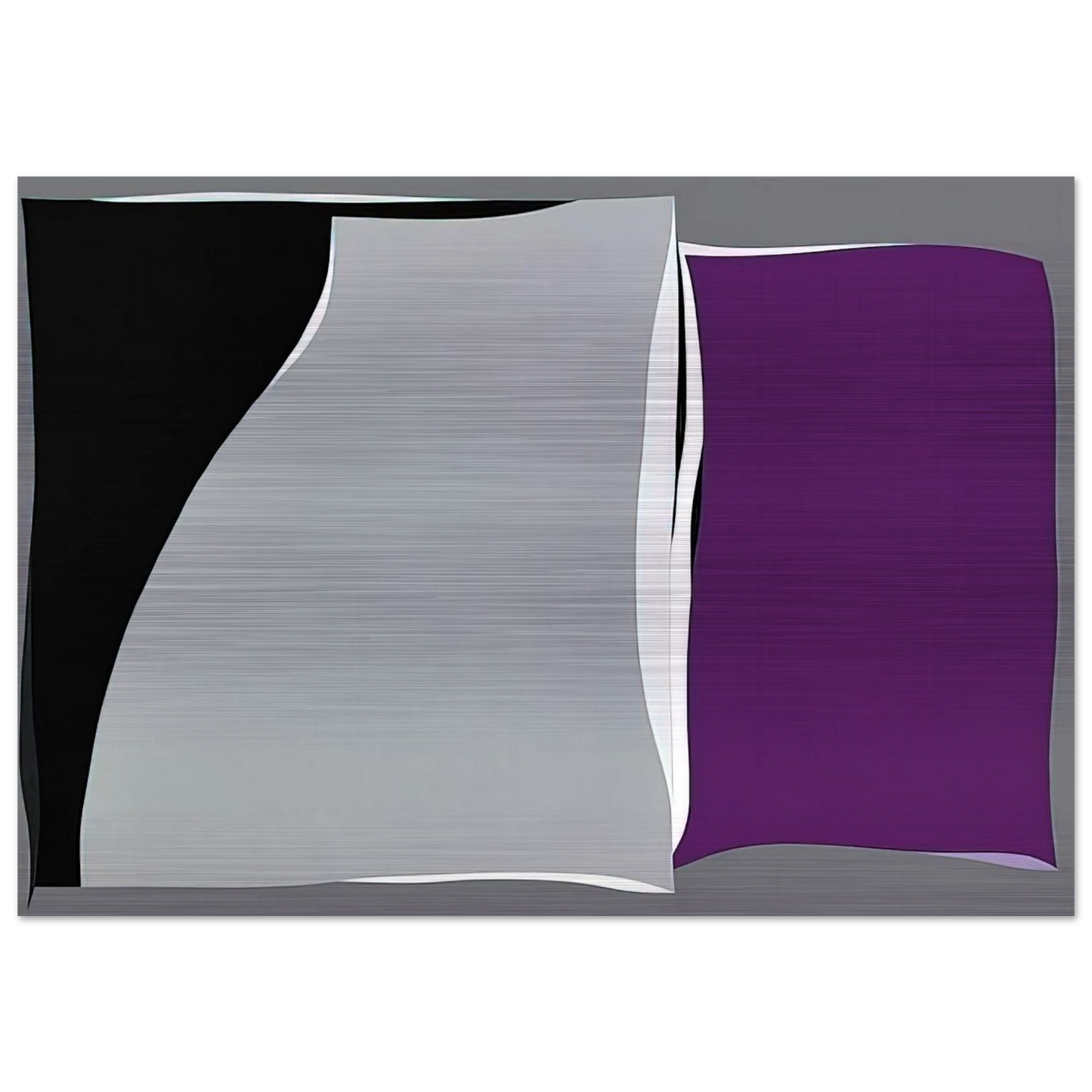 Black  Gray Curves with Purple - 1960 - Karl Benjamin Brushed Aluminum Print - 70x100 cm / 28x40 inches | Karl Benjamin Aluminum Print | Karl Benjamin Prints