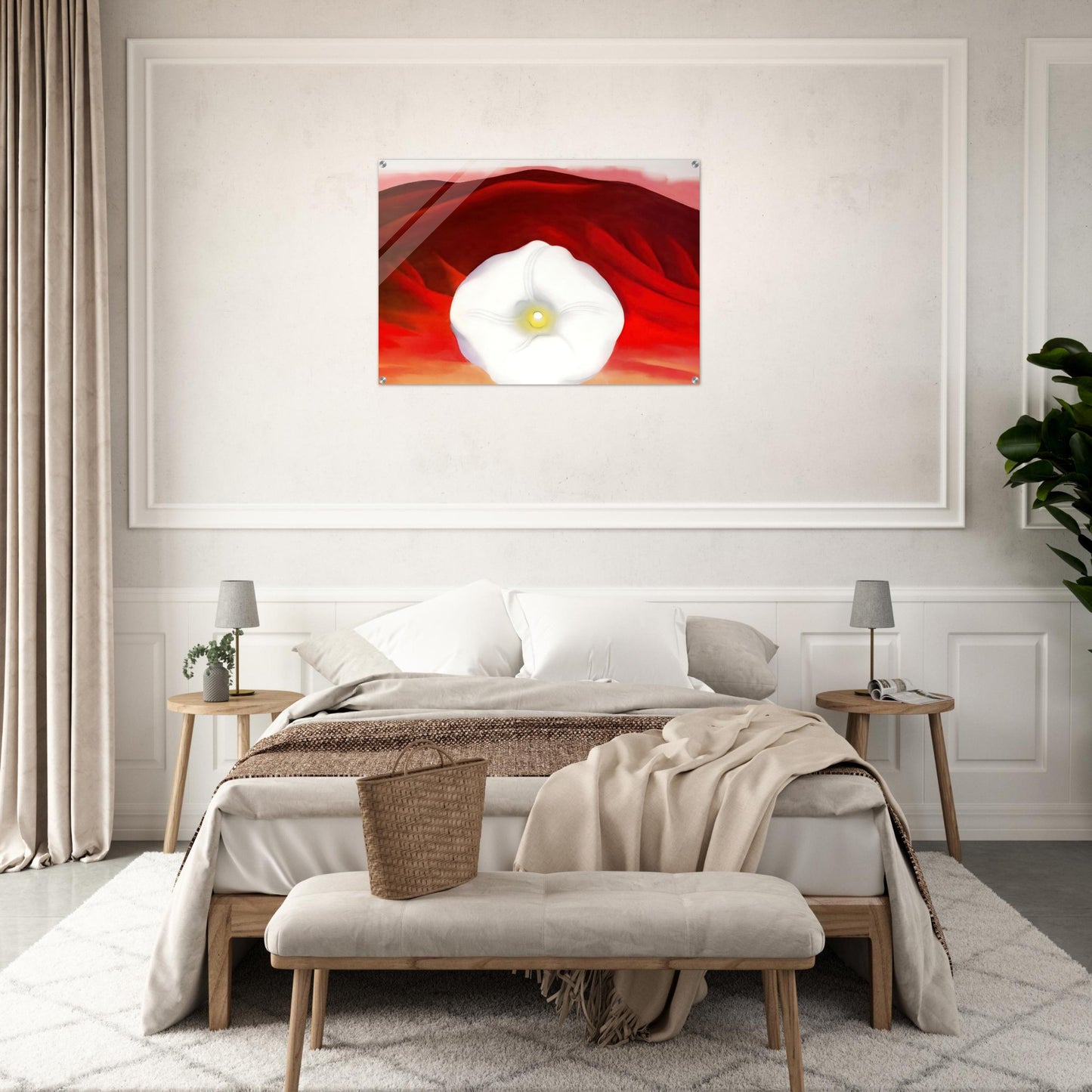 Red hills and white flower - Georgia O'Keeffe Acrylic Print - 70x100 cm / 28x40″ inches