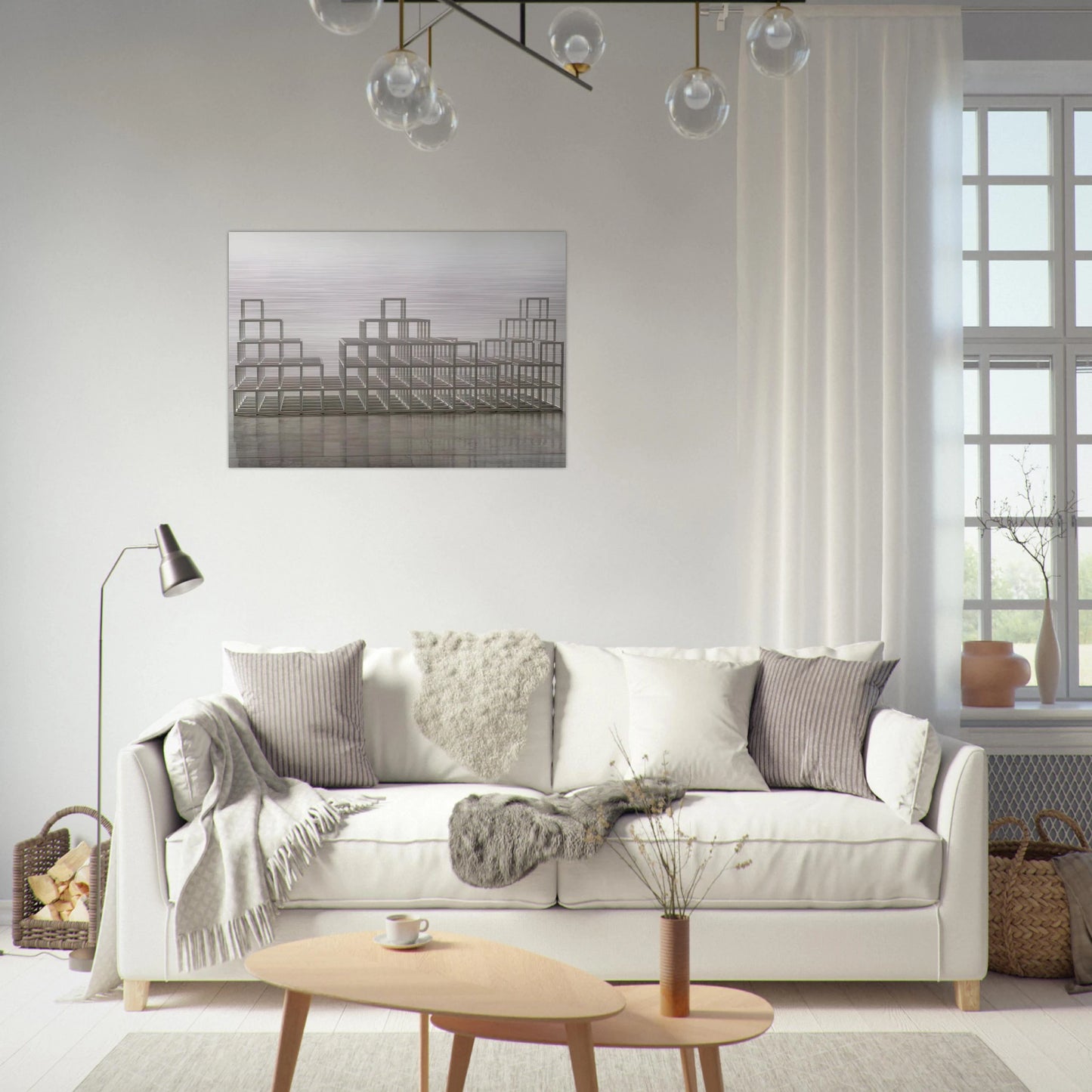 Structure with Three Towers - Sol LeWitt Brushed Aluminum Print - 70x100 cm / 28x40 inches | Sol LeWitt Aluminum Print | Sol LeWitt Prints