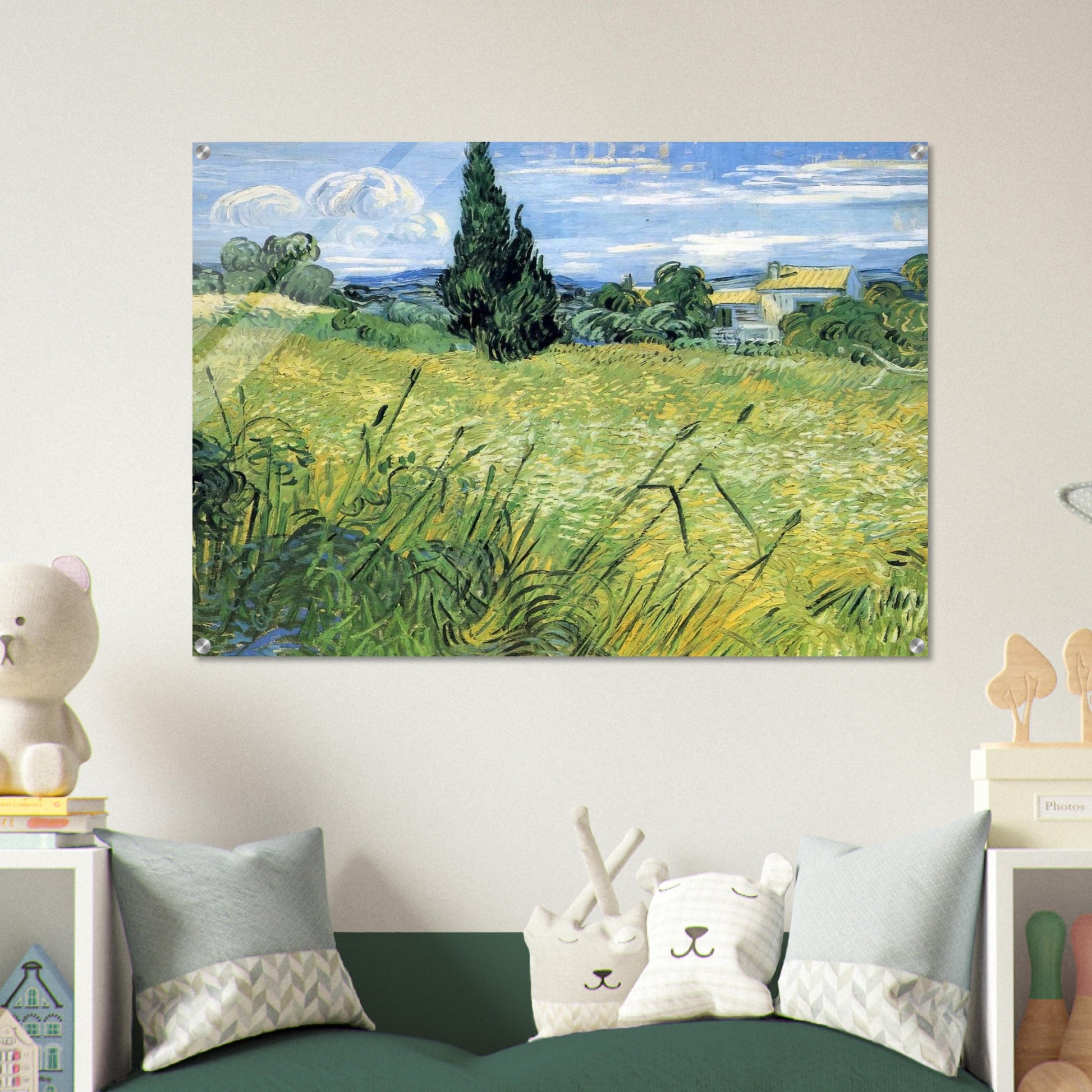 Green Wheat Field with Cypress - Vincent van Gogh Acrylic Print - 70x100 cm / 28x40″ inches