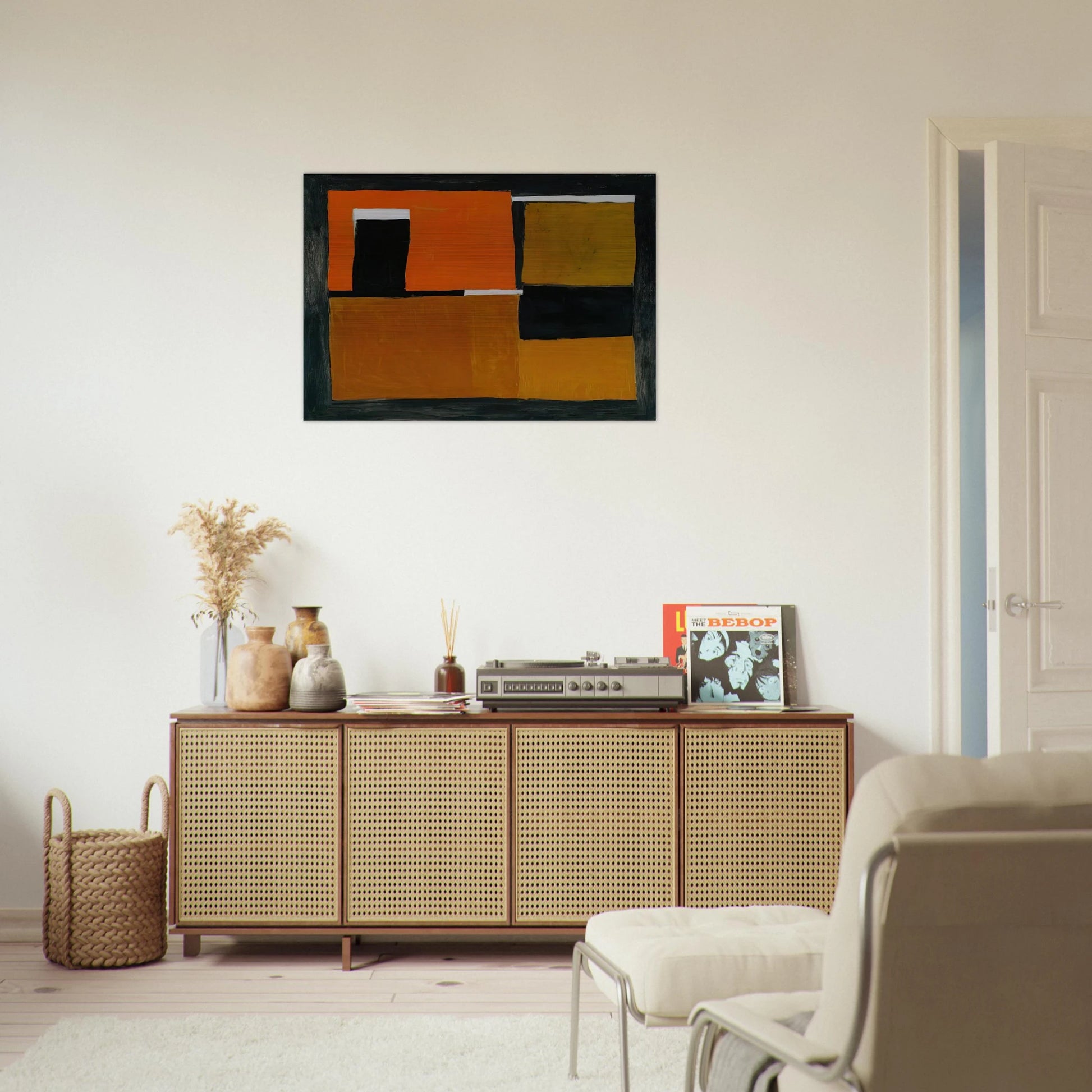 Orange, Black and White Composition - 1953 - William Scott Brushed Aluminum Print - 70x100 cm / 28x40 inches | William Scott Aluminum Print | William Scott Prints