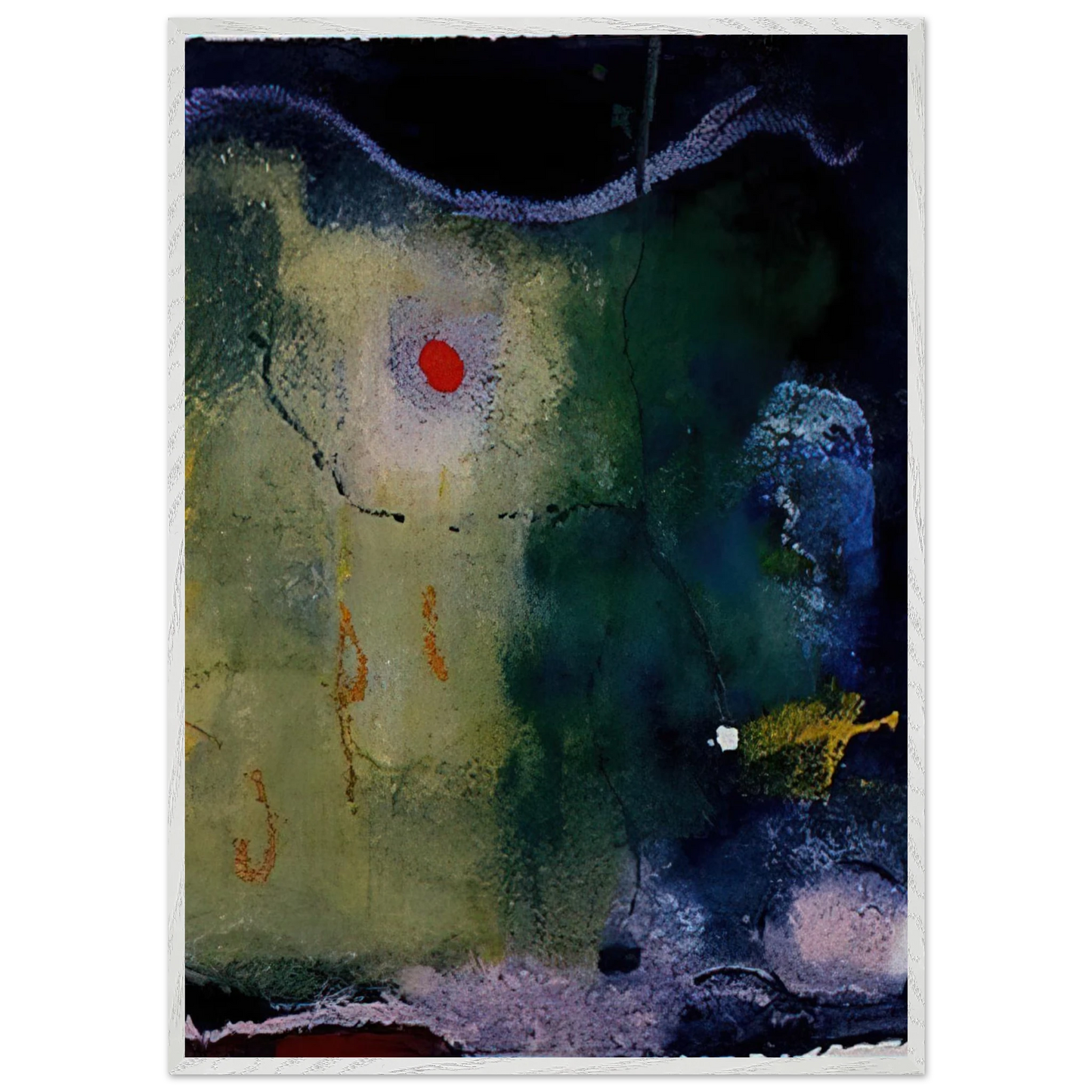 Helen Frankenthaler - The Other Side of the Moon - 1995 Wall art - 28x43  cm / XL (11x17 inches) - Premium Wooden Framed Poster With Fine Art Paper-canvas - White frame