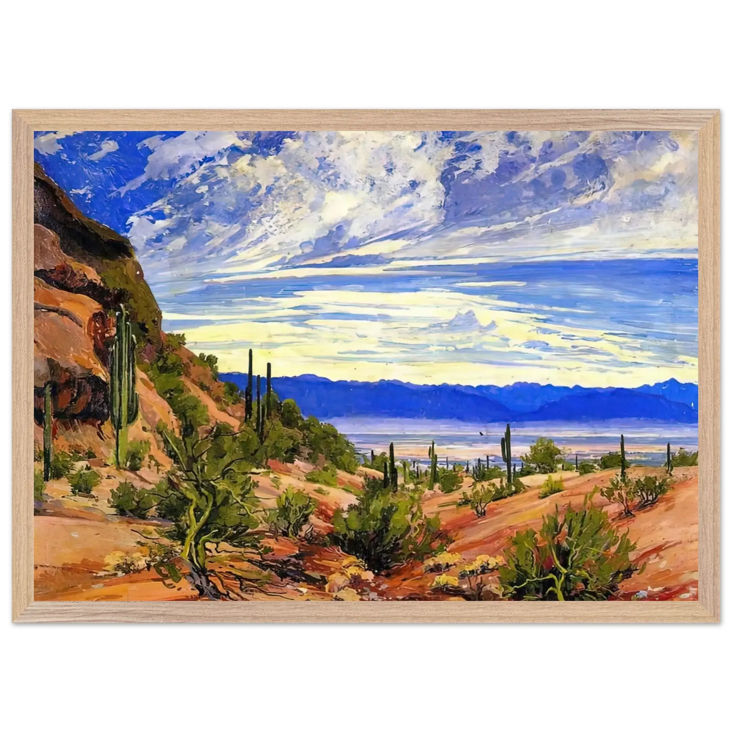 Maynard Dixon - WASHOE WICKIUP 1919 Wall art - 28x43  cm / XL (11x17 Inches) - Premium Wooden Framed Poster With Fine Art Paper - White frame