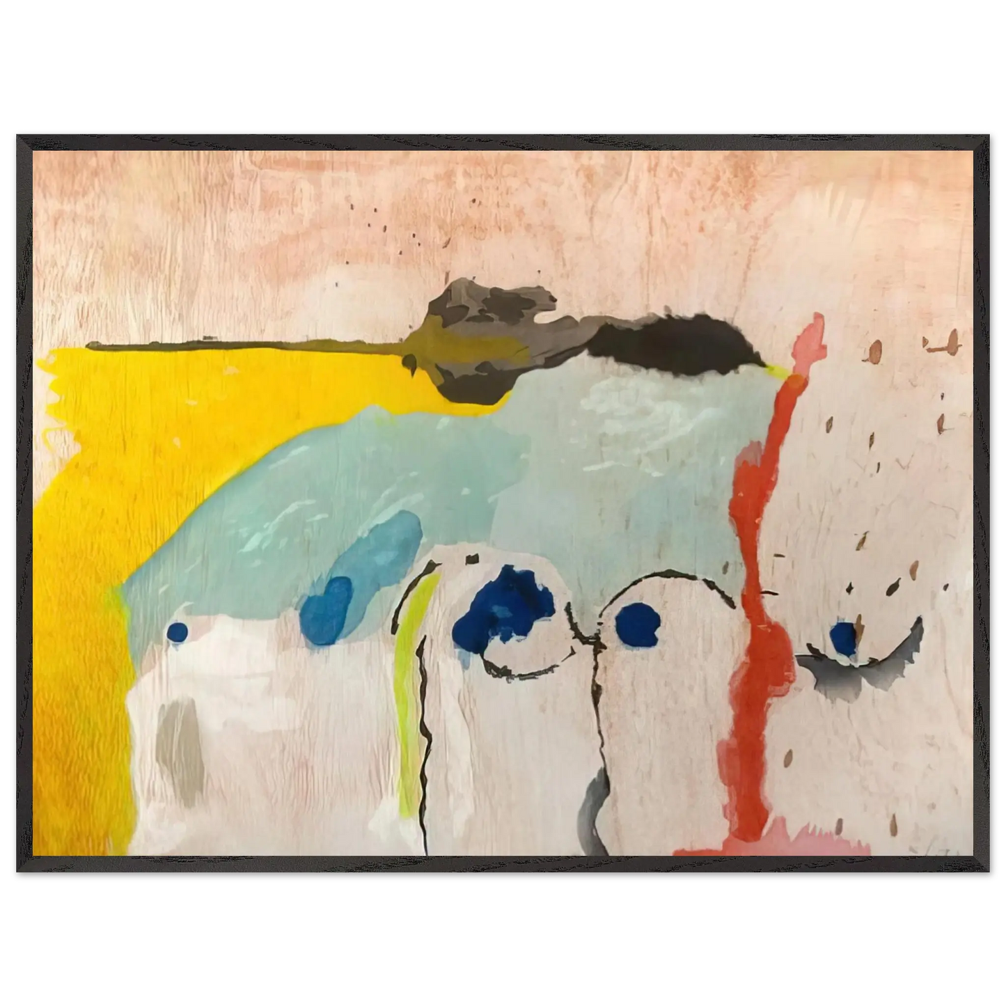 Helen Frankenthaler - Tales of Genji I - 1998 Wall art - 27x35 cm / 11x14 Inches - Premium Wooden Framed Poster With Fine Art Paper - Black frame