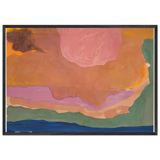 Flood 1967- - Helen Frankenthaler 70x100 cm / 28x40 inches Framed Art Print – Black Wooden Frame