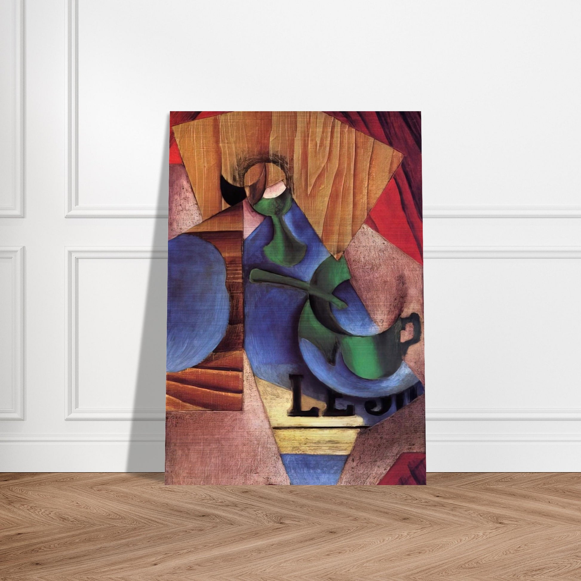 GLASS CUP AND NEWSPAPER 1913 - Juan Gris Brushed Aluminum Print - 70x100 cm / 28x40 inches | Juan Gris Aluminum Print | Juan Gris Prints