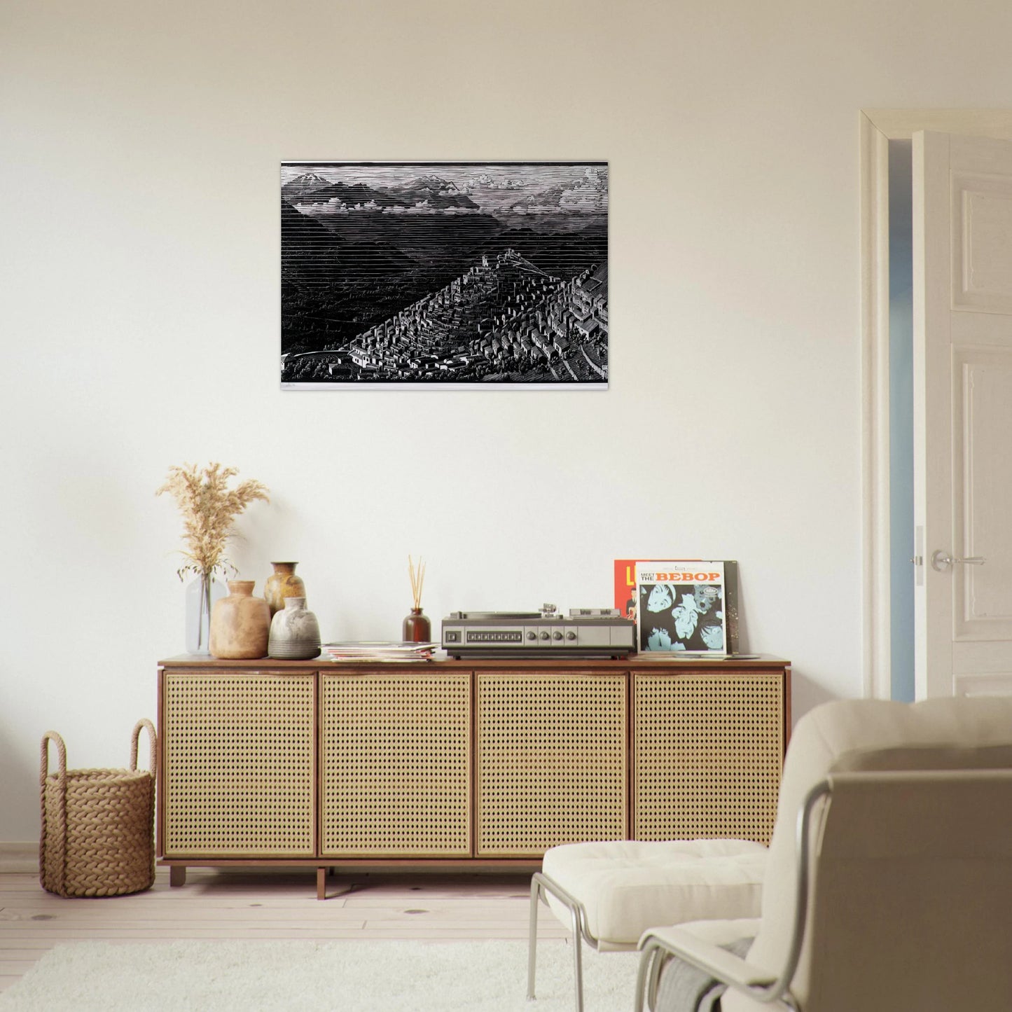 MORANO CALABRIA - MC Escher Brushed Aluminum Print - 70x100 cm / 28x40 inches | MC Escher Aluminum Print | MC Escher Prints