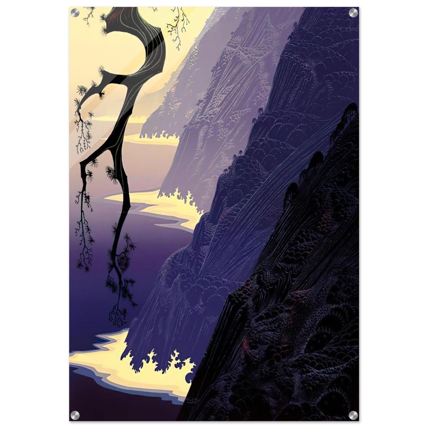 Purple Mist - Eyvind Earle Acrylic Print - 70x100 cm / 28x40″ inches