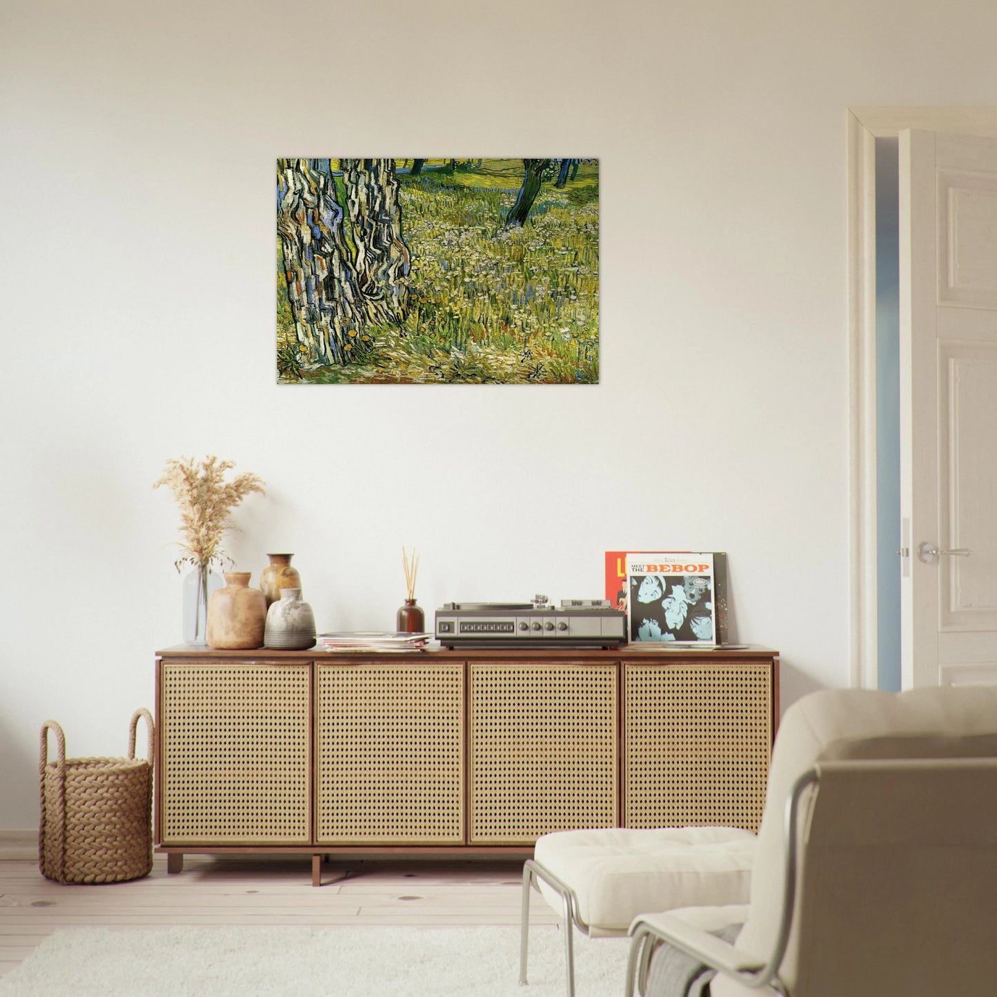 Tree Trunks in the Grass - Vincent van Gogh Brushed Aluminum Print - 70x100 cm / 28x40 inches | Vincent van Gogh Aluminum Print | Vincent van Gogh Prints