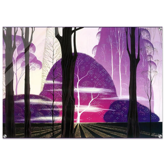 Purple Dawn - Eyvind Earle Acrylic Print - 70x100 cm / 28x40″ inches