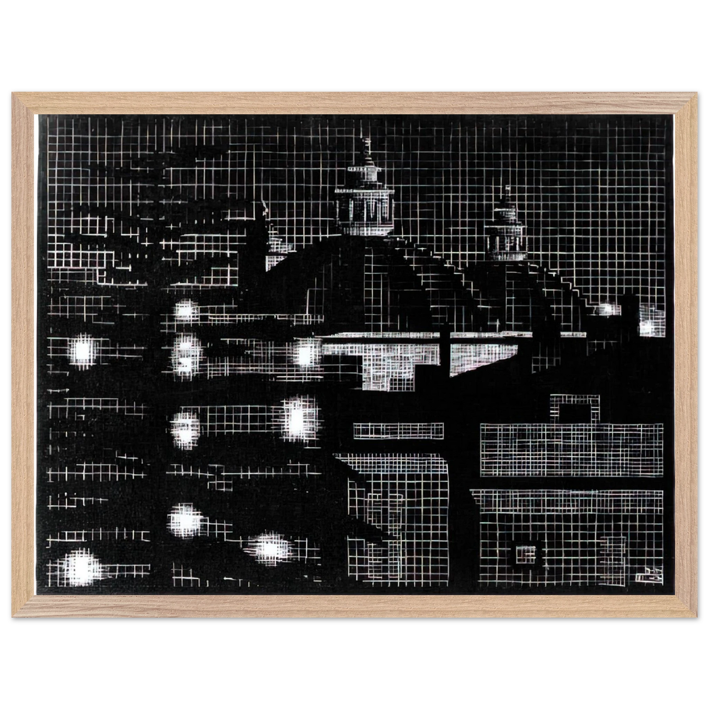 MC Escher - NOCTURNAL ROME 5 Wall Art - 21x29.7 cm / 8x12" - Premium Wooden Framed Poster With Fine Art Paper-canvas - White frame