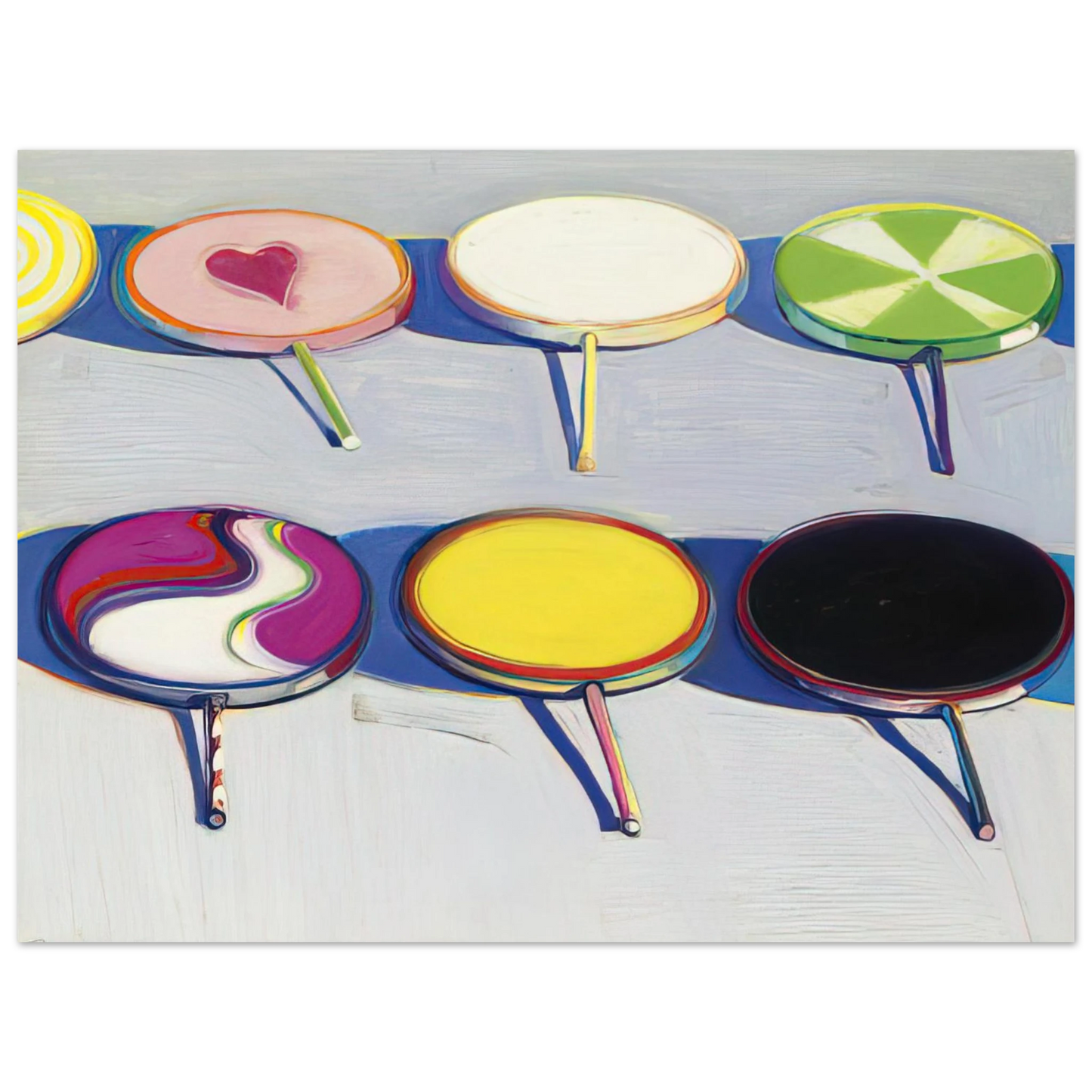 Wayne Thiebaud - Seven Suckers - 1970 Wall Art - 21x29.7 cm / 8x12" - Premium Wooden Framed Poster With Fine Art Paper-canvas - Wood frame