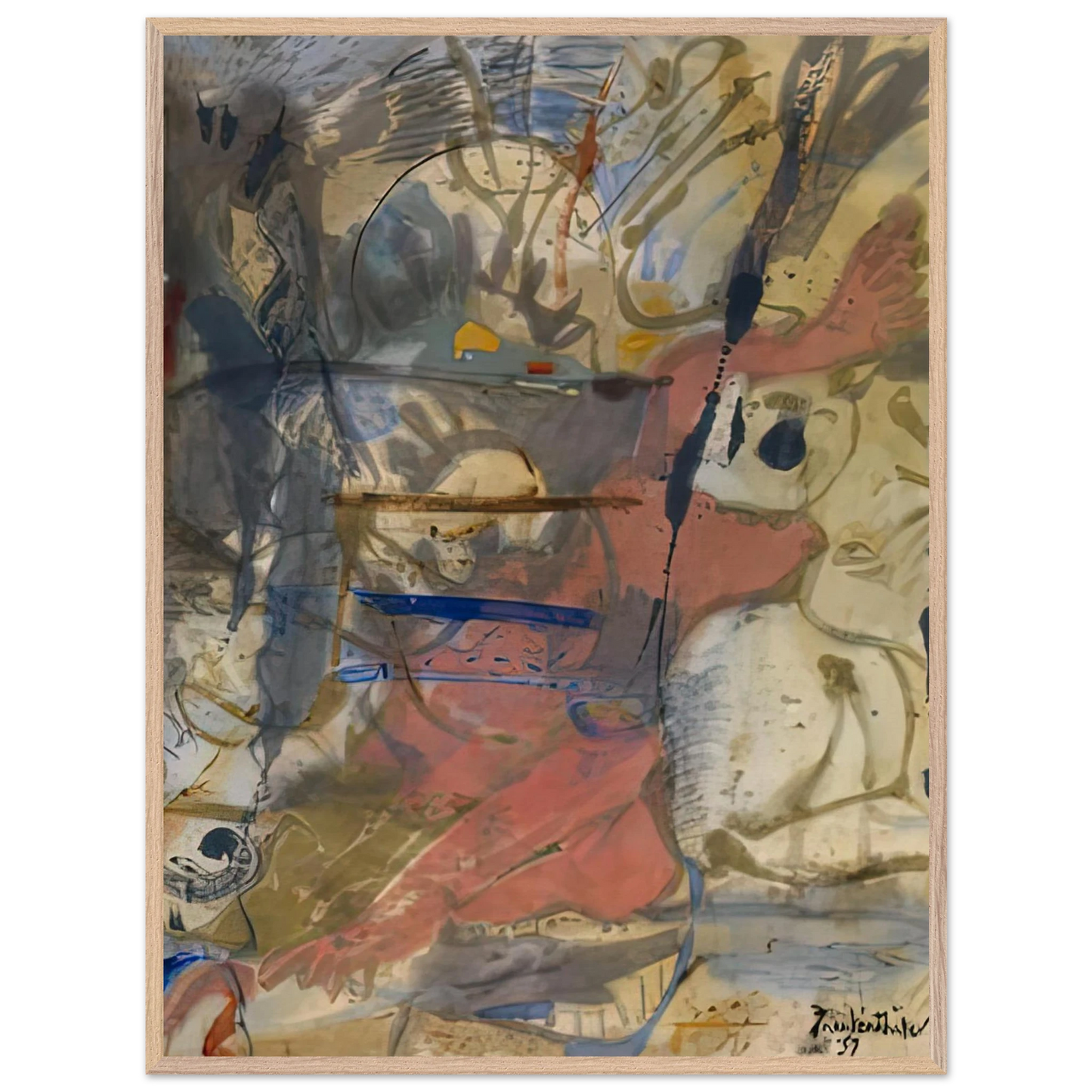 Helen Frankenthaler - Europa, 1957- Wall Art - 21x29.7 cm / 8x12" - Premium Wooden Framed Poster With Fine Art Paper-canvas - Black frame