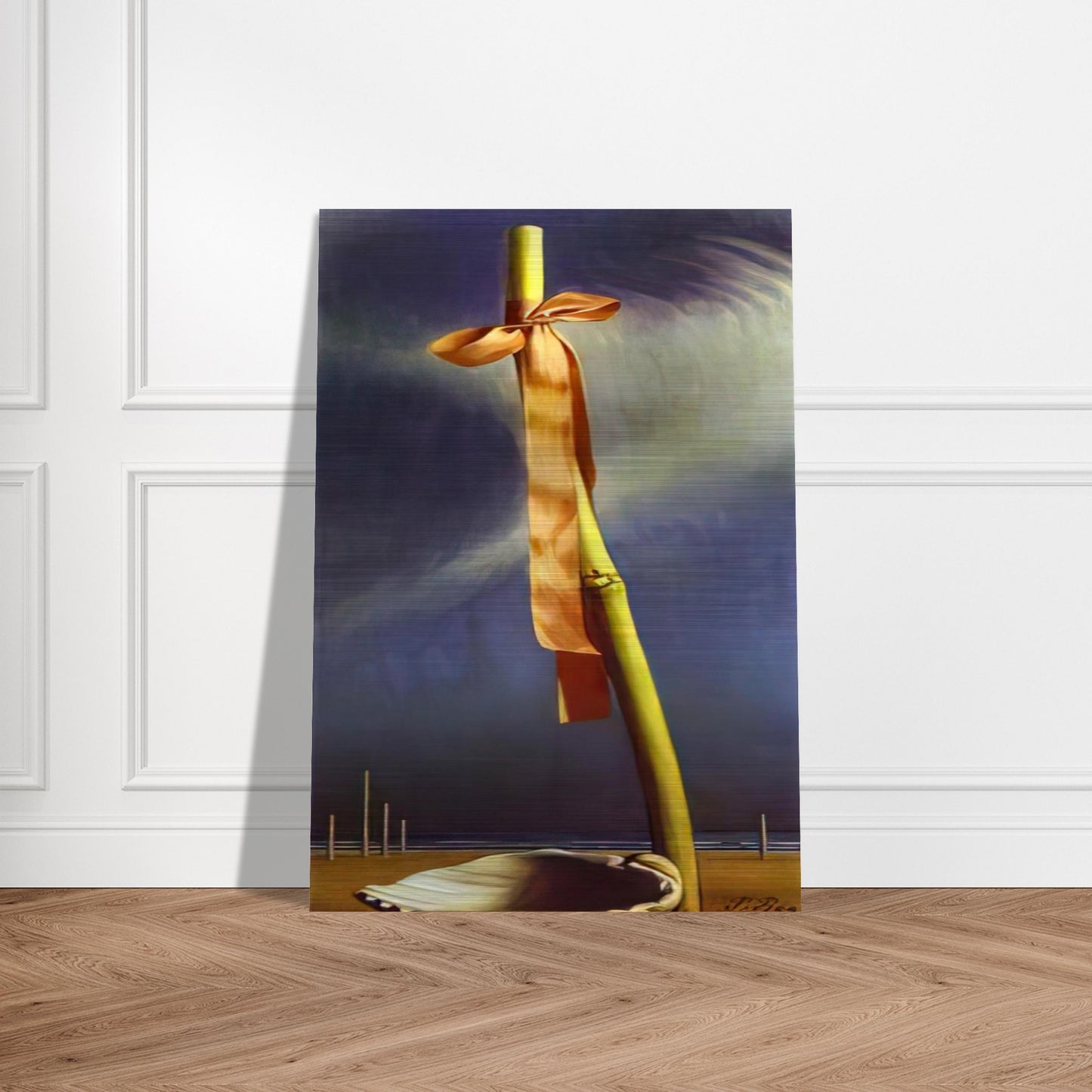 PINK KNOT AND SHELL ON THE SEASHORE - Salvador Dali Brushed Aluminum Print - 70x100 cm / 28x40 inches | Salvador Dali Aluminum Print | Salvador Dali Prints