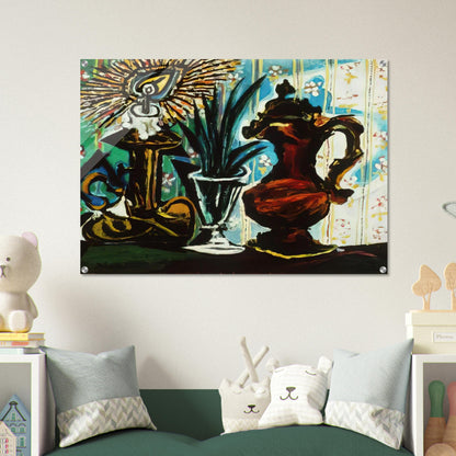 Still life with candle - Pablo Picasso Acrylic Print - 70x100 cm / 28x40″ inches