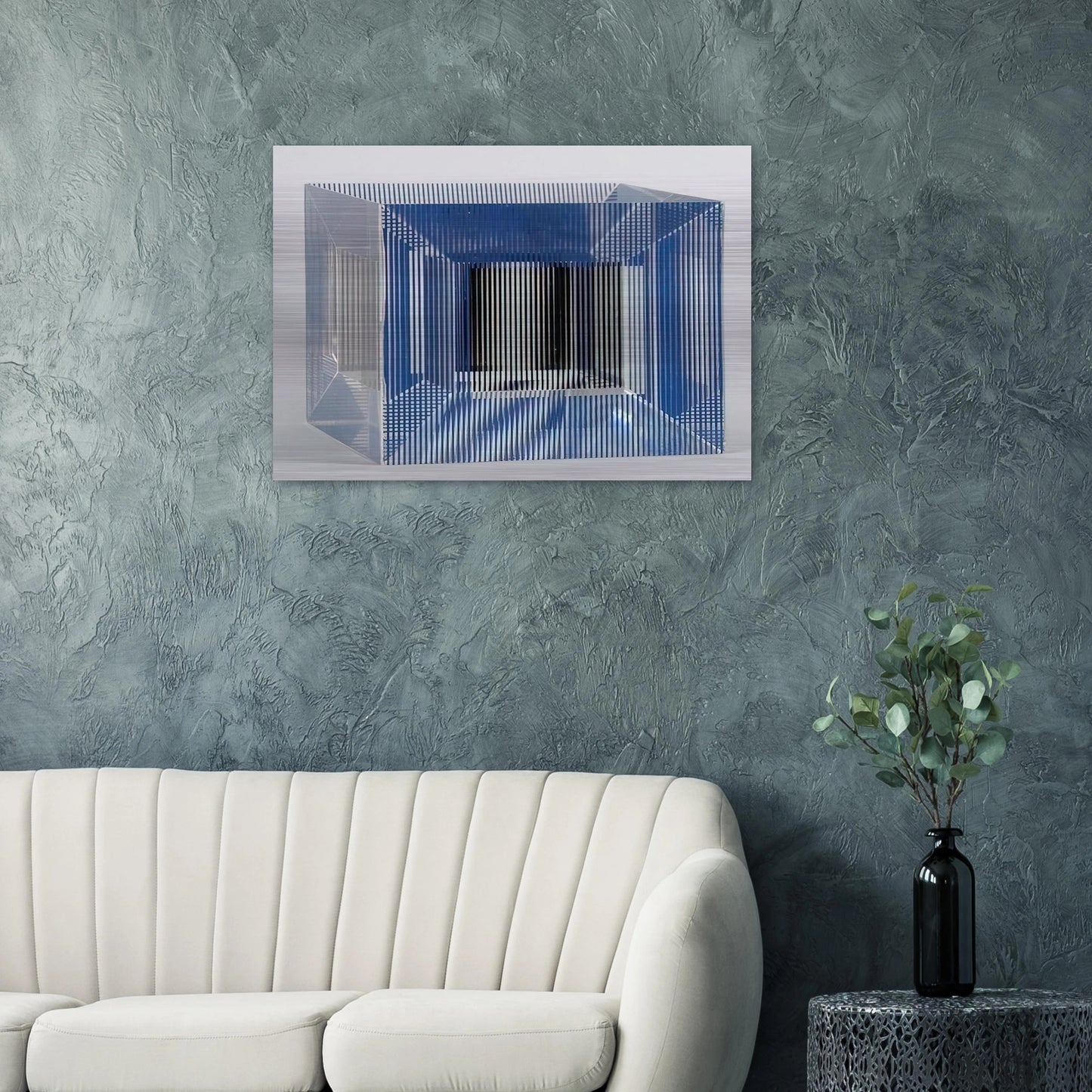 CUBE WITH AMBIGOUS SPACE 1981 - Jesus Rafael Soto Brushed Aluminum Print - 70x100 cm / 28x40 inches | Jesus Rafael Soto Aluminum Print | Jesus Rafael Soto Prints
