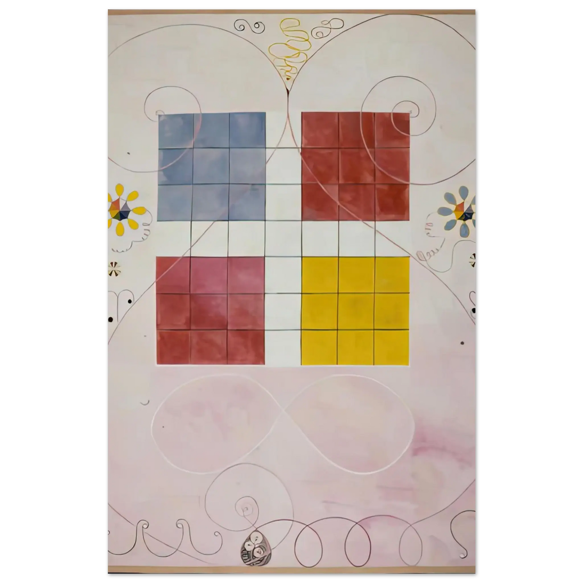 Hilma af Klint - DE TIO ST RSTA N 10 ALDERDOMEN 1907 Wall art - 30x45 cm / 12x18 Inches - Premium Wooden Framed Poster With Fine Art Paper - White frame
