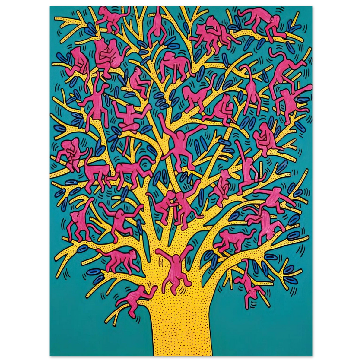 Keith Haring - THE TREE OF MONKEYS  75x100 cm / 30x40inches Fine Art Poster | Keith Haring Art For Sale