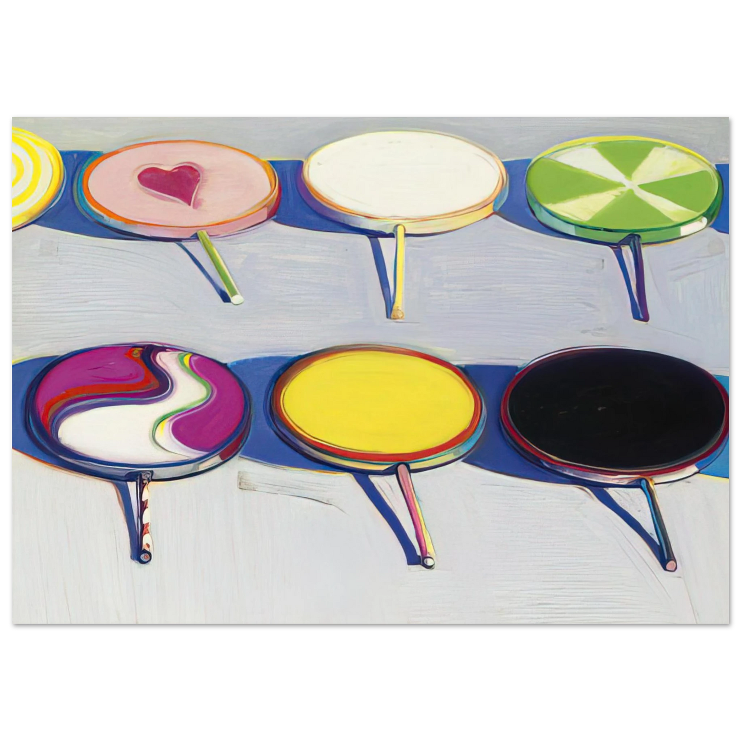 Wayne Thiebaud - Seven Suckers - 1970 Wall Art - 30x40 cm / 12x16 inches - Premium Wooden Framed Poster With Fine Art Paper-canvas - Black frame