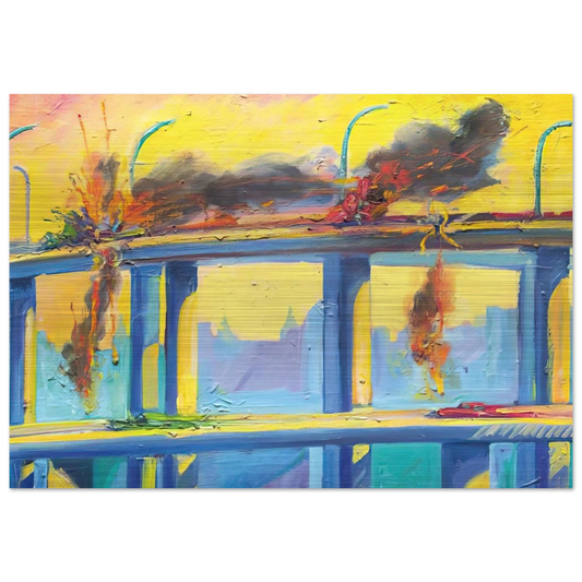 Sunset Crash - 1982 - Carlos Almaraz Brushed Aluminum Print - 70x100 cm / 28x40 inches | Carlos Almaraz Aluminum Print | Carlos Almaraz Prints