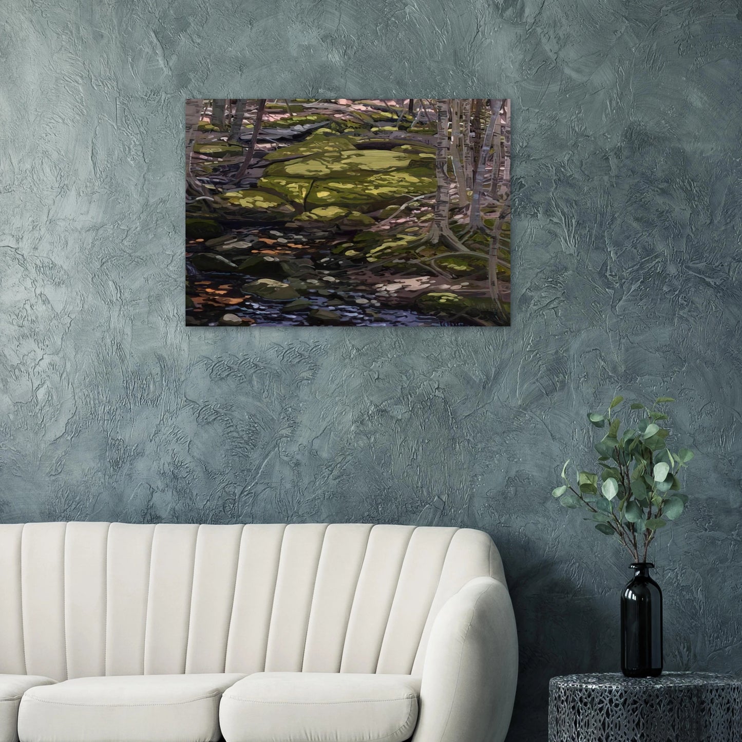 Light in Brook - Contemporary Realism - Neil Welliver Brushed Aluminum Print - 70x100 cm / 28x40 inches | Neil Welliver Aluminum Print | Neil Welliver Prints