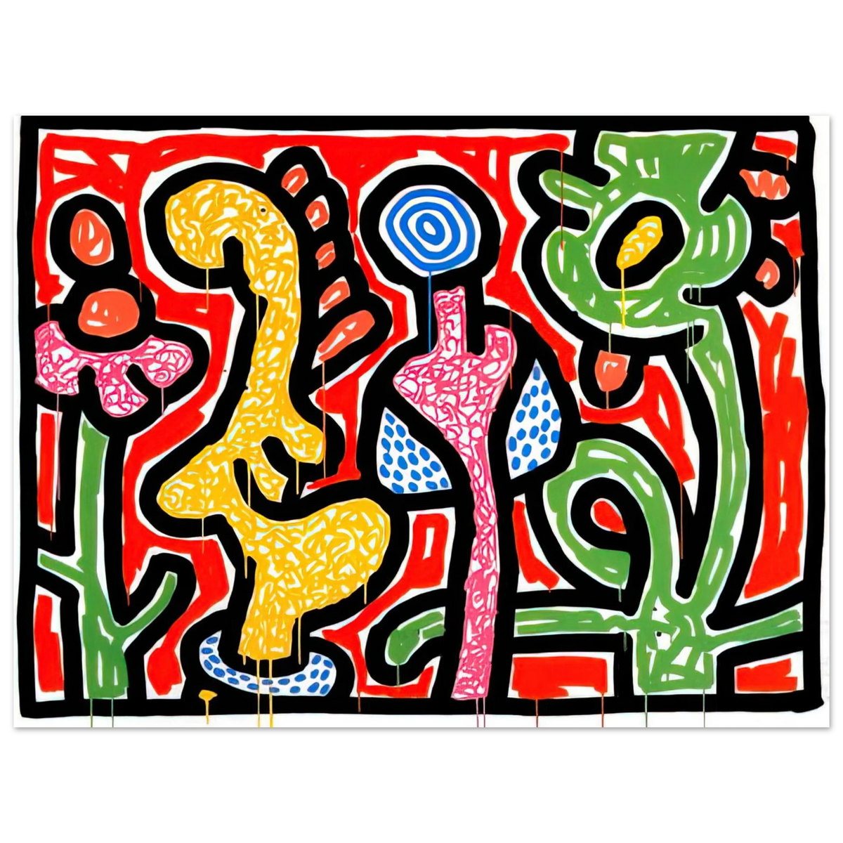 Keith Haring - FLOWERS IV 1990  75x100 cm / 30x40inches Fine Art Poster