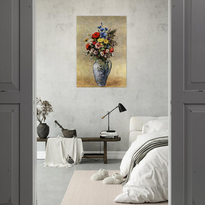 FLOWERS IN A VASE WITH ONE HANDLE - Odilon Redon Brushed Aluminum Print - 70x100 cm / 28x40 inches | Odilon Redon Aluminum Print | Odilon Redon Prints