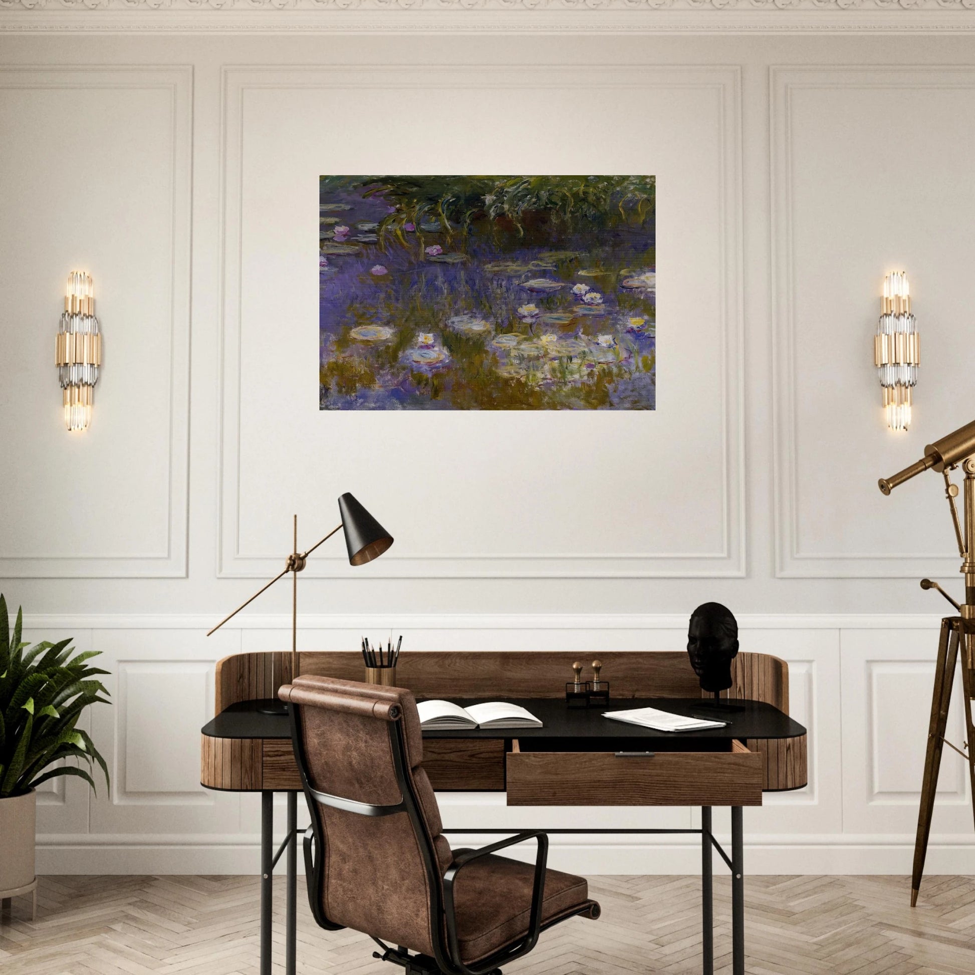 Water Lilies, Yellow and Lilac - claude monet Brushed Aluminum Print - 70x100 cm / 28x40 inches | claude monet Aluminum Print | claude monet Prints