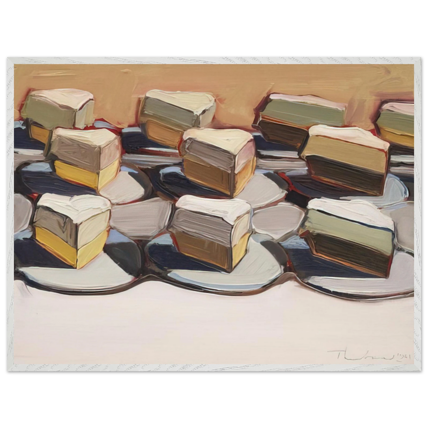 Wayne Thiebaud - Cut Meringues - 1961 Wall Art - 21x29.7 cm / 8x12" - Premium Wooden Framed Poster With Fine Art Paper - Wood frame