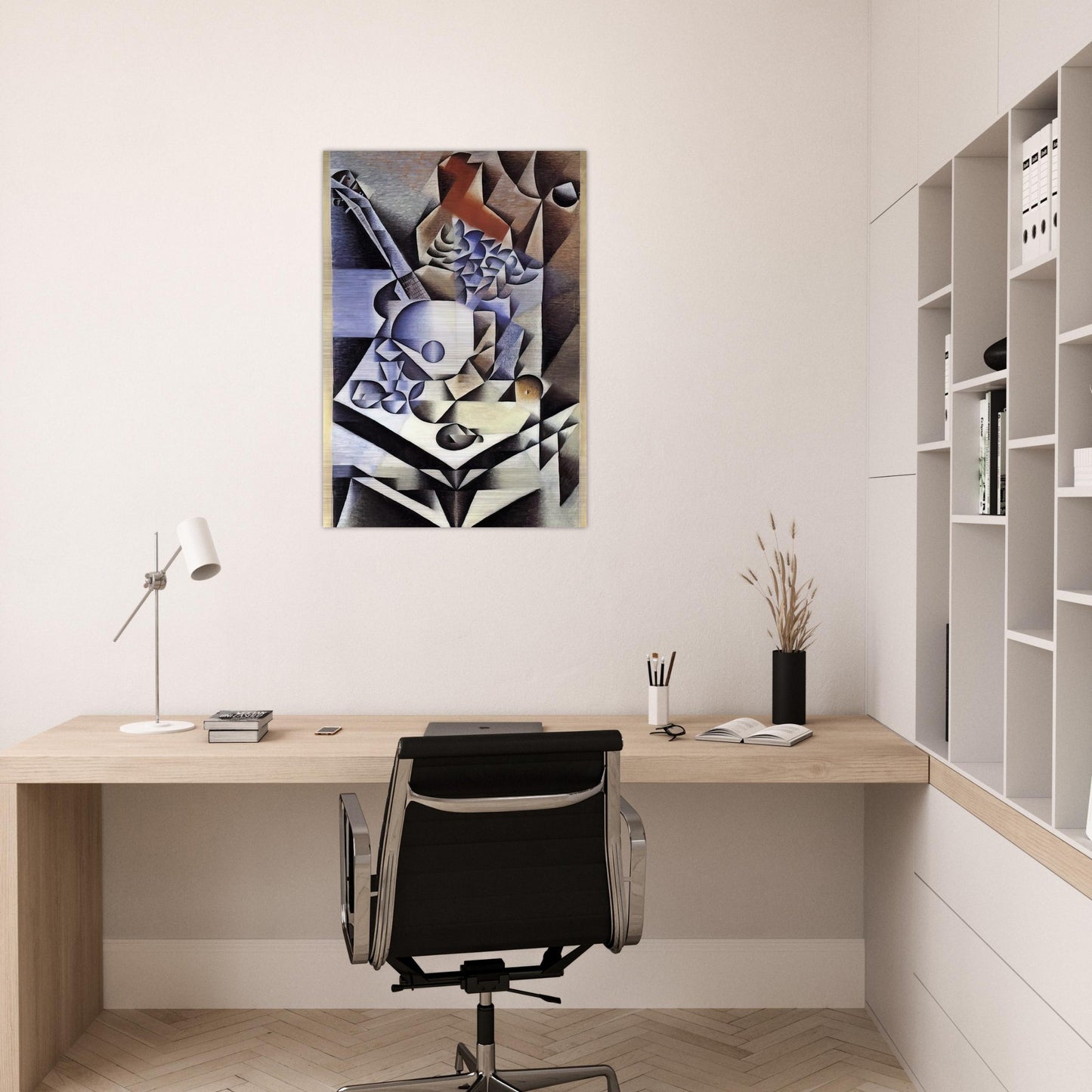 STILL LIFE WITH FLOWERS 1912 - Juan Gris Brushed Aluminum Print - 70x100 cm / 28x40 inches | Juan Gris Aluminum Print | Juan Gris Prints